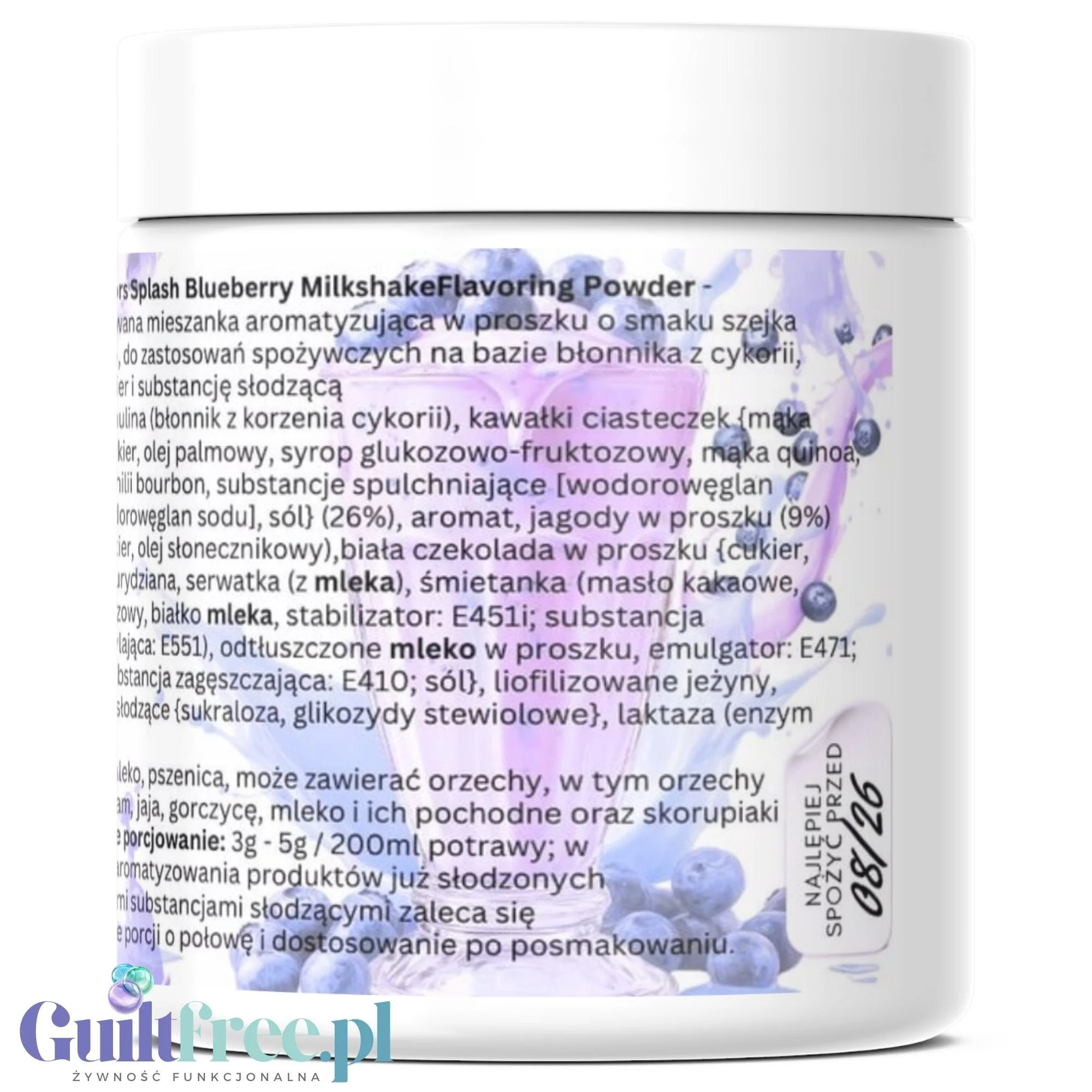 Funky Flavors Splash Blueberry Milkshake 50g - aromat słodzący w proszku bez cukru, smak Szejk Jagodowy - Image 6