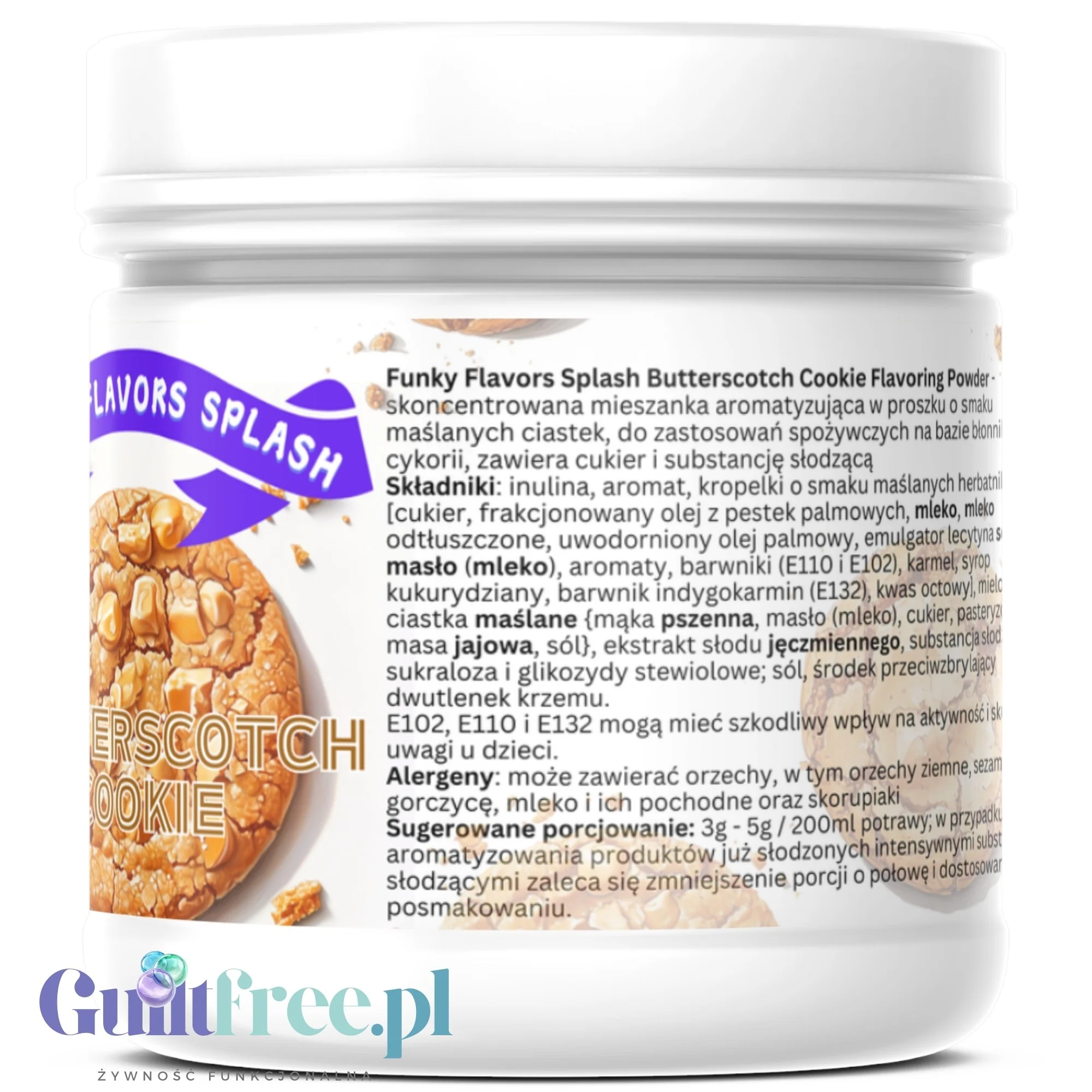 Funky Flavors Splash Butterscotch Cookie 150g - aromat słodzący w proszku bez cukru, smak Maślanego Herbatnika - Image 3