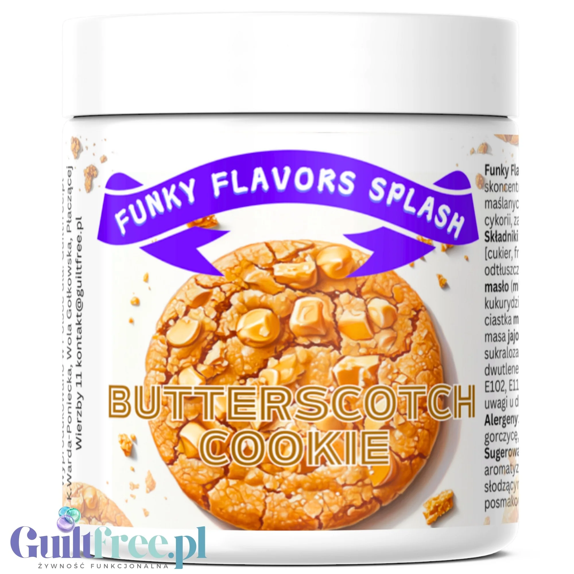 Funky Flavors Splash Butterscotch Cookie 50g - aromat słodzący w proszku bez cukru, smak Maślanego Herbatnika