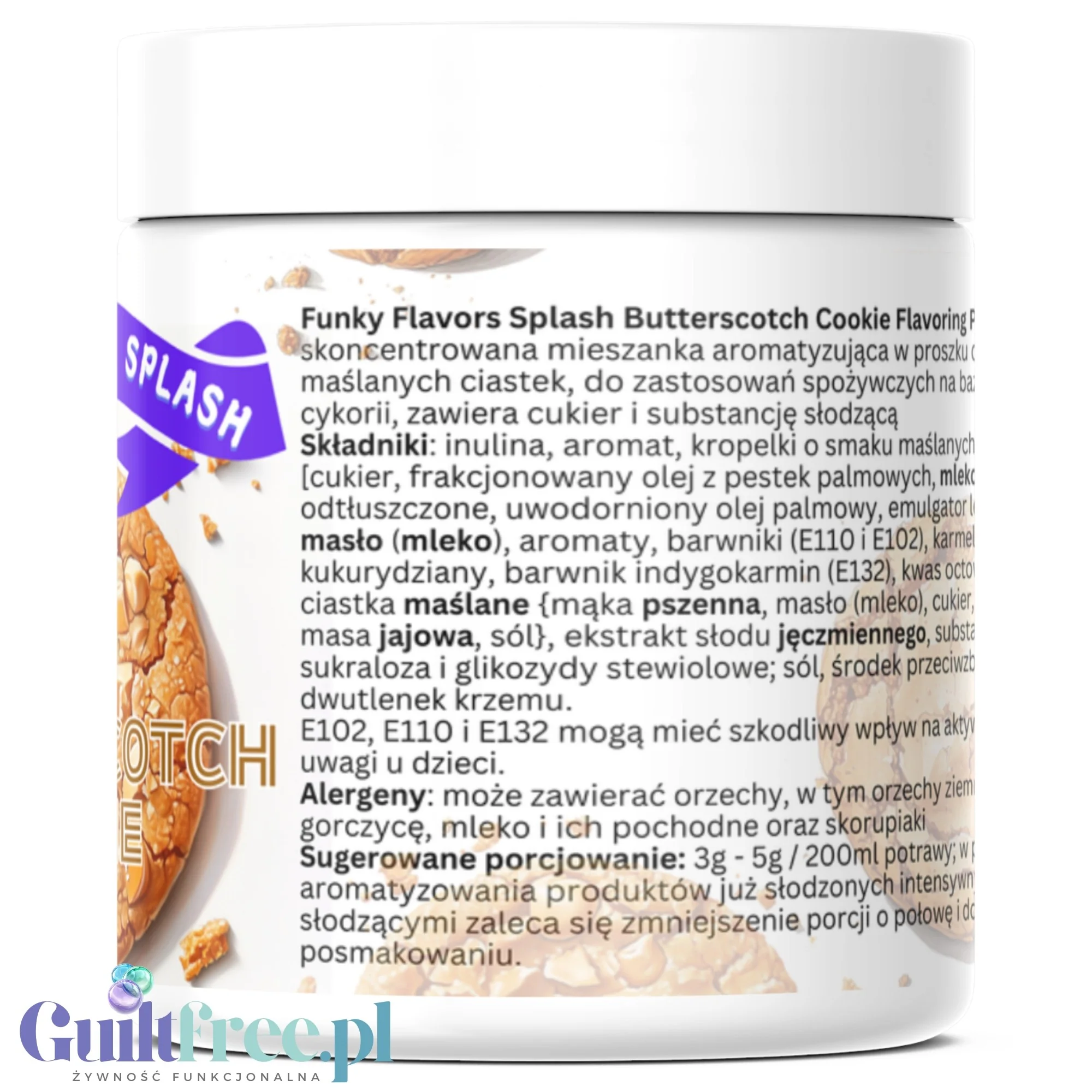 Funky Flavors Splash Butterscotch Cookie 50g - aromat słodzący w proszku bez cukru, smak Maślanego Herbatnika - Image 3