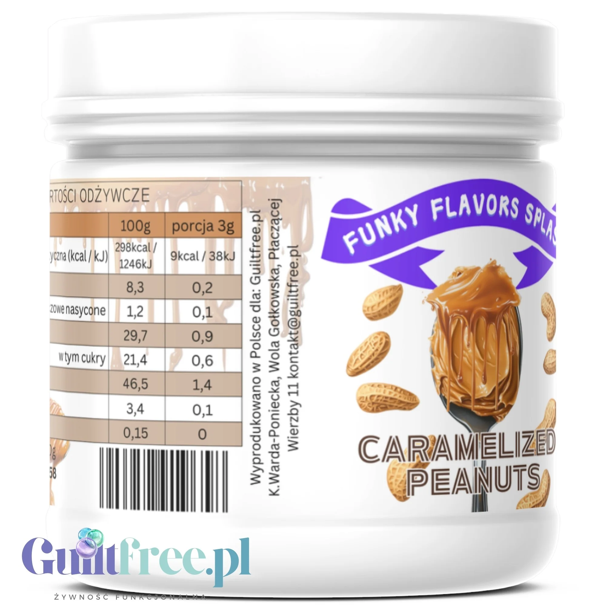 Funky Flavors Splash Caramlised Peanuts 9kcal 150g - błonnikowy aromat słodzący w proszku - Image 2