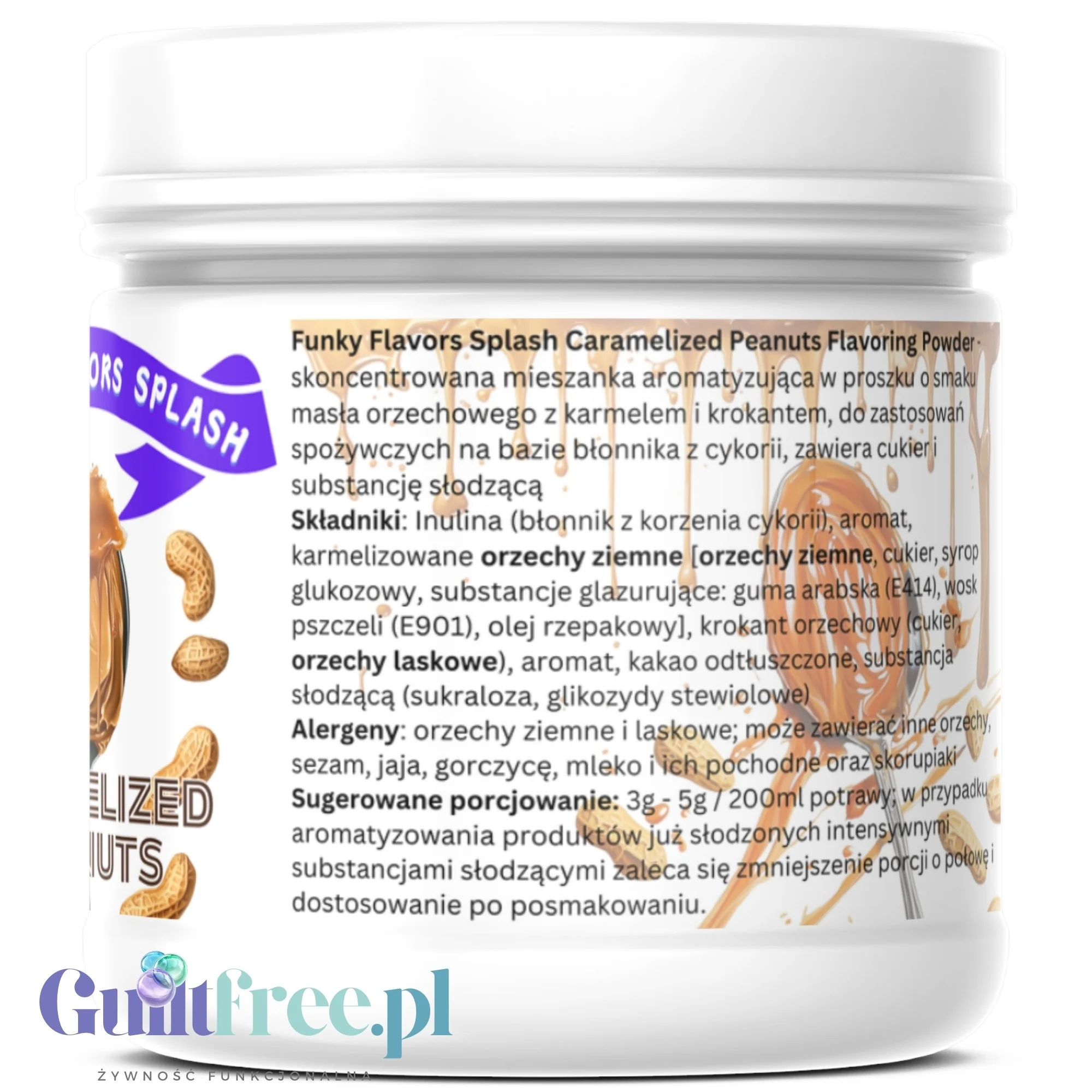 Funky Flavors Splash Caramlised Peanuts 9kcal 150g - błonnikowy aromat słodzący w proszku - Image 3