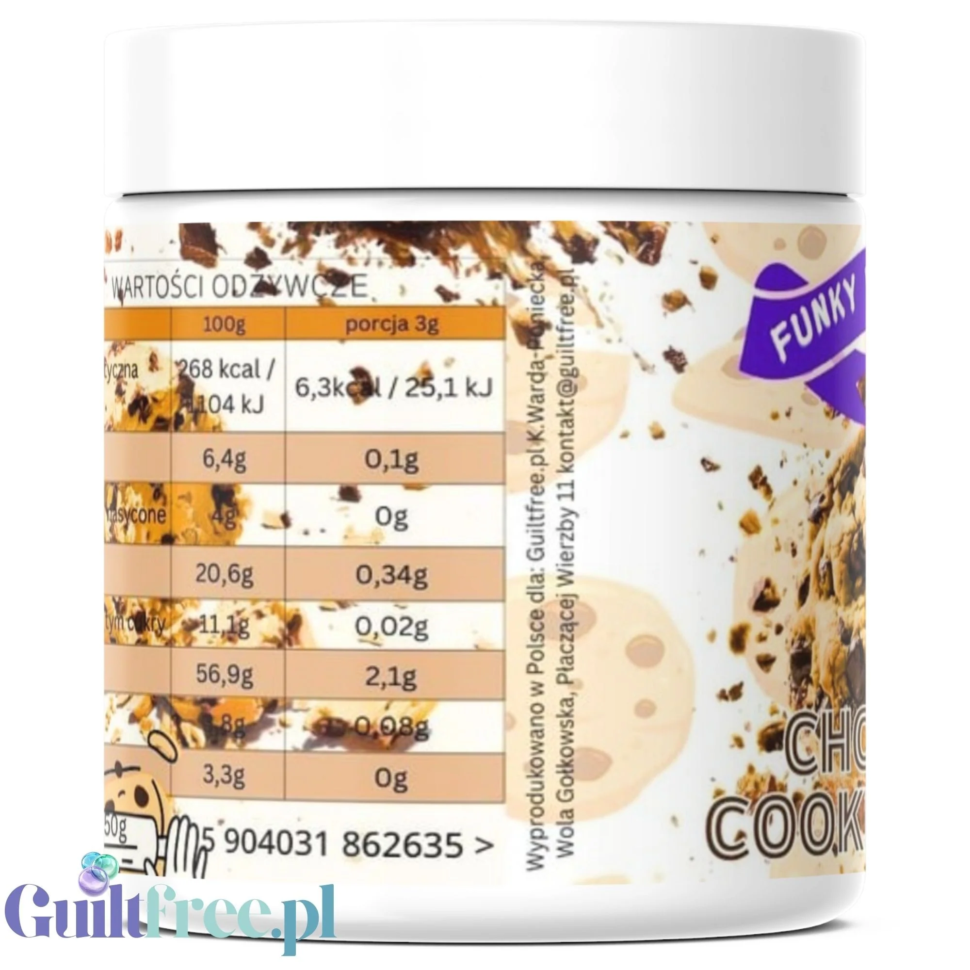 Funky Flavors Splash Chocolate Chip Cookie Dough 50g - aromat słodzący w proszku bez cukru, smak Maślanego Herbatnika - Image 3