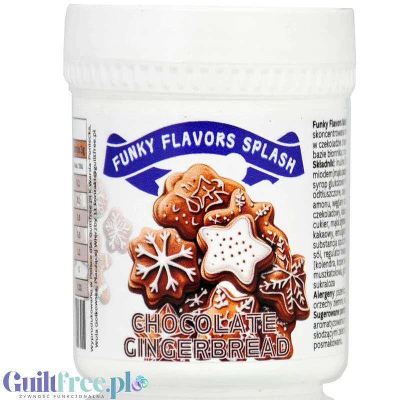 Funky Flavors Splash Chocolate Gingerbread 6kcal 50g - błonnikowy aromat słodzący w proszku, Pierniczki Czekoladowe - Image 2