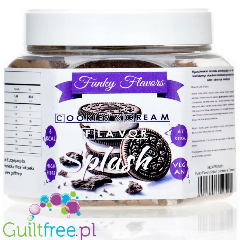 Funky Flavors Splash Cookies & Cream 6kcal 200g - skoncentrowany ciasteczkowy aromat słodzący w proszku - Image 2