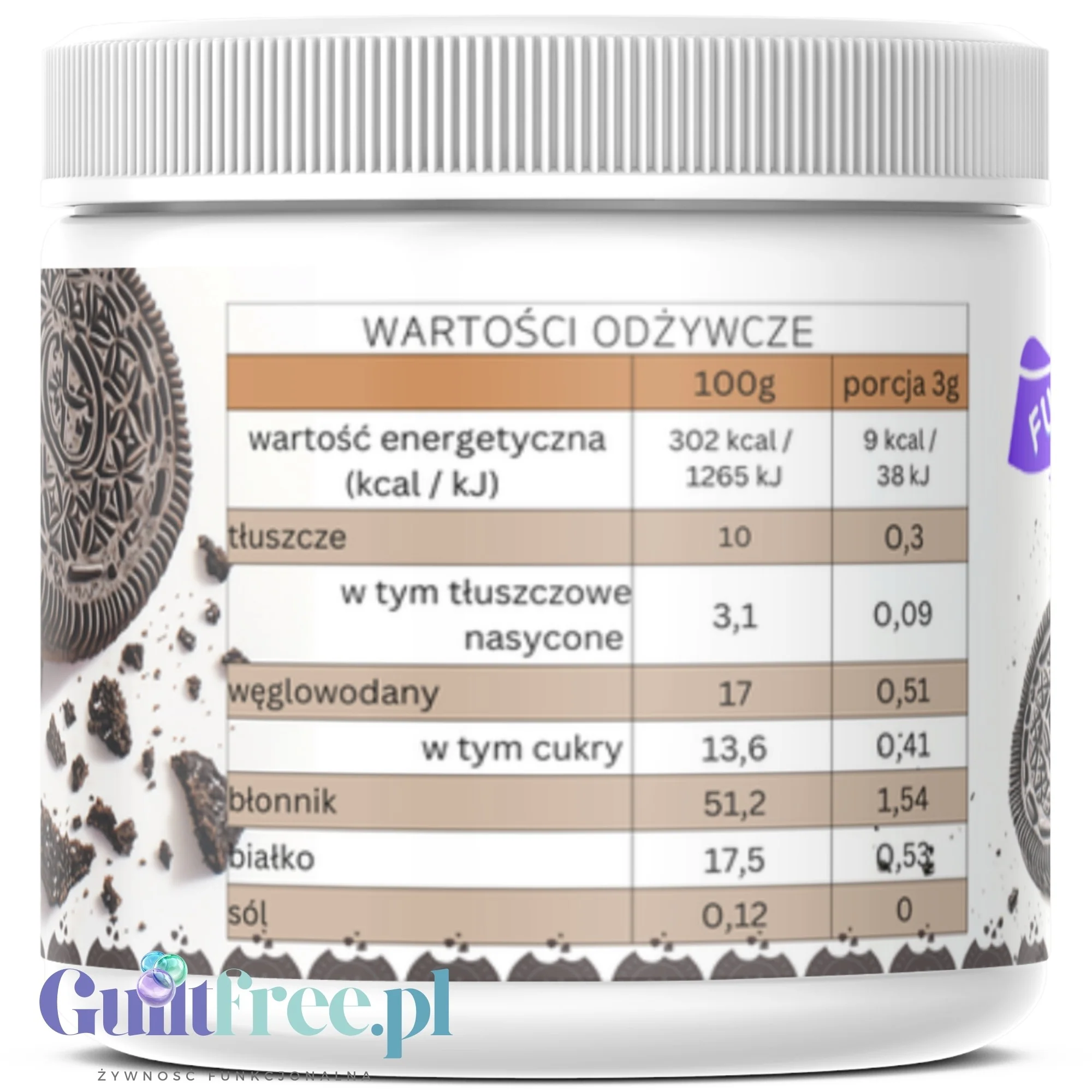 Funky Flavors Splash Cookies & Cream 6kcal 200g - skoncentrowany ciasteczkowy aromat słodzący w proszku - Image 3