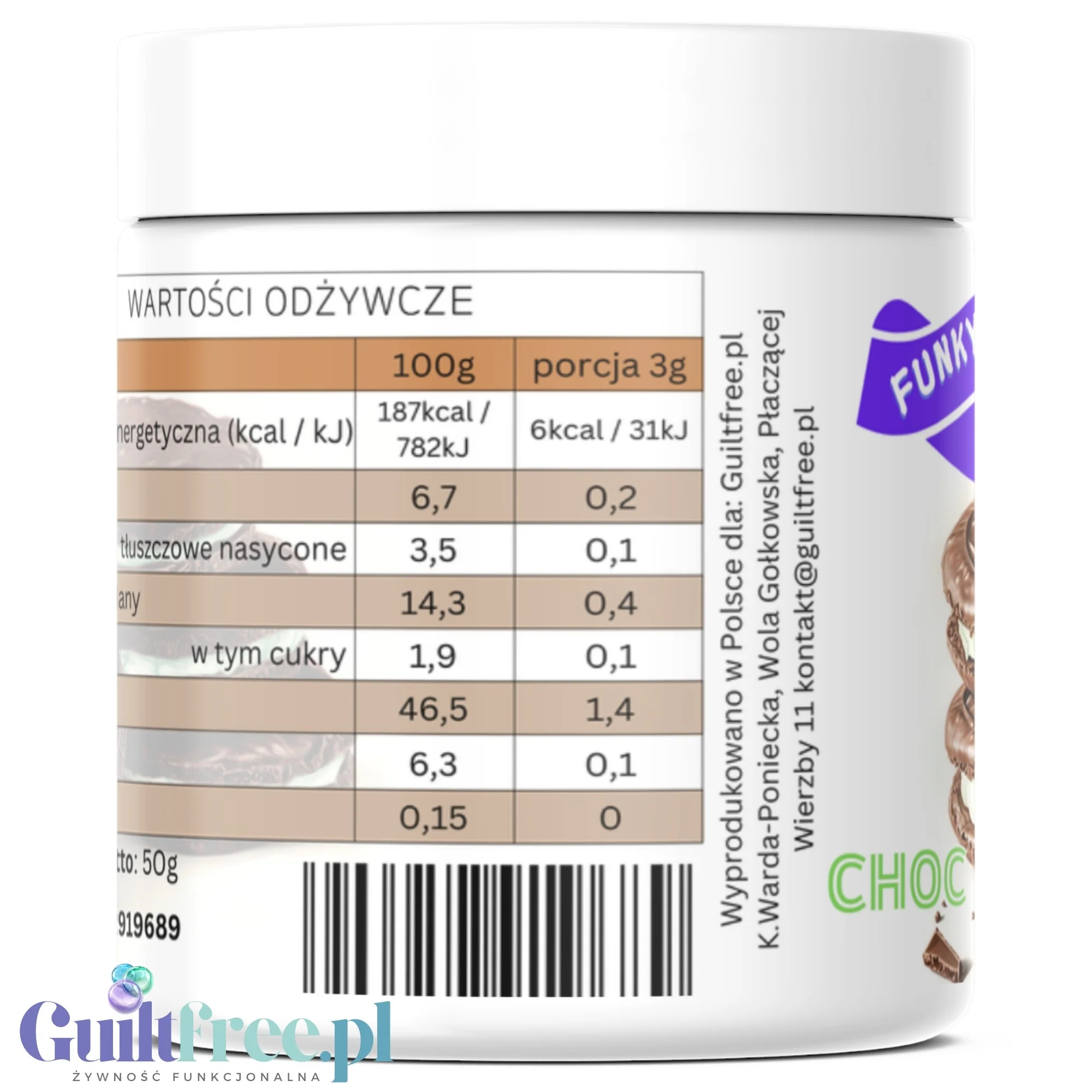 Funky Flavors Splash Mint Choc Patties 6kcal 50g - błonnikowy aromat słodzący w proszku - Image 4