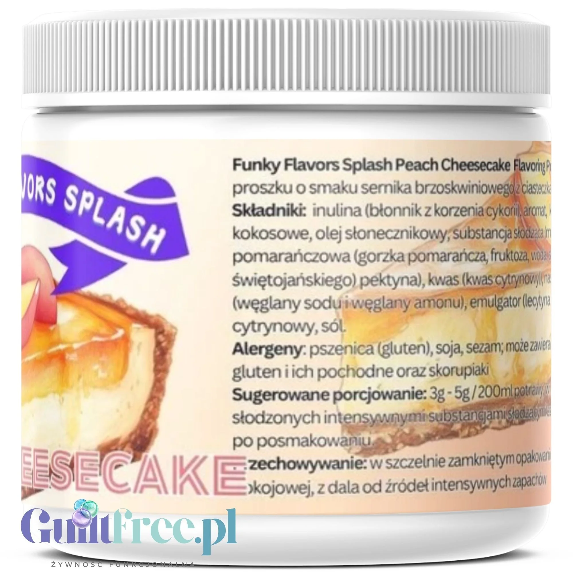 Funky Flavors Splash Peach Cheesecake 200g - smakowy słodzik w proszku, smak Sernika z Brzoskwiniami - Image 4