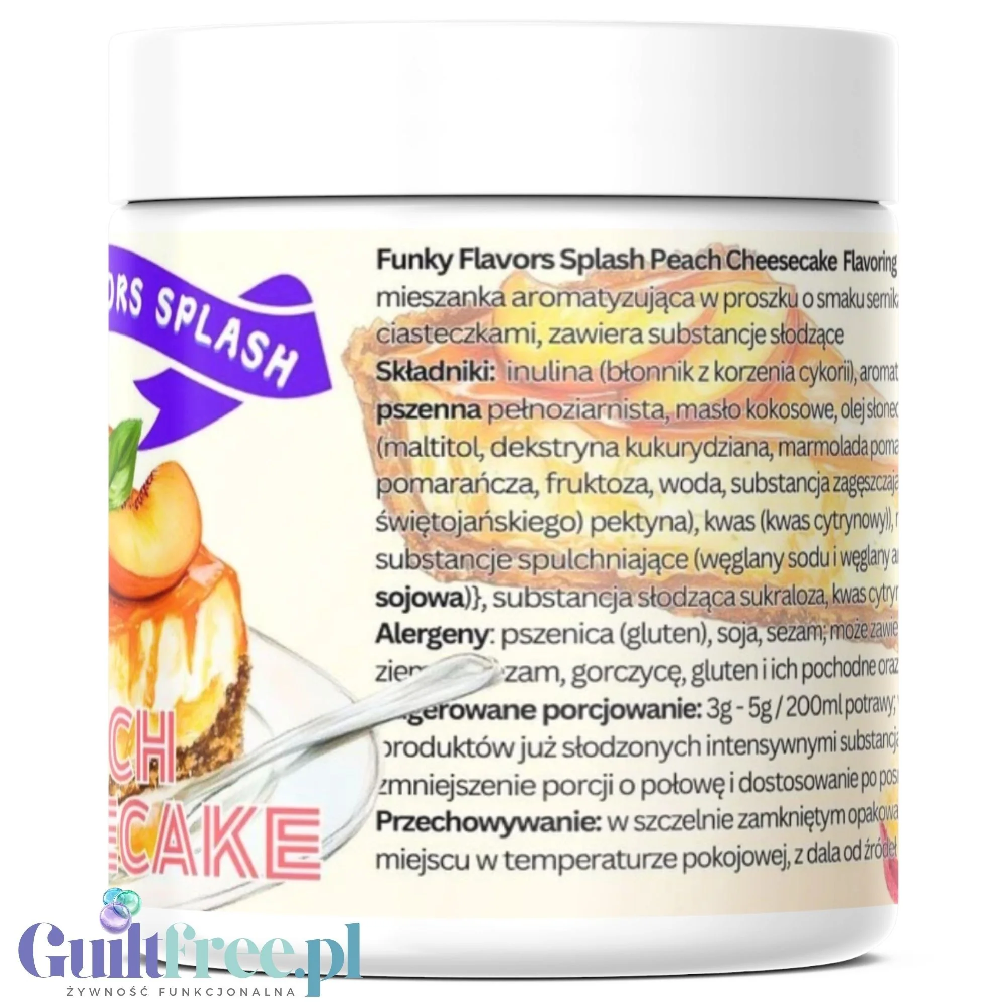 Funky Flavors Splash Peach Cheesecake 50g - smakowy słodzik w proszku, smak Sernika z Brzoskwiniami - Image 4