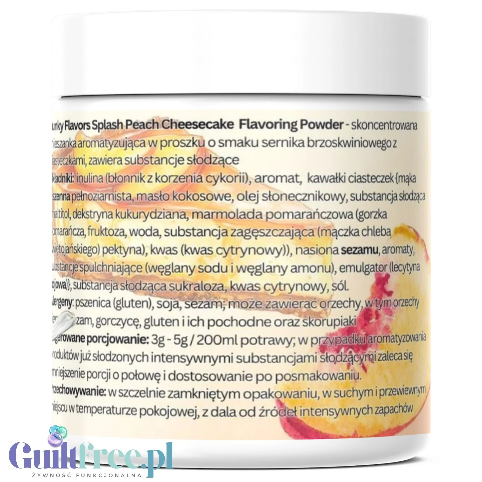 Funky Flavors Splash Peach Cheesecake 50g - smakowy słodzik w proszku, smak Sernika z Brzoskwiniami - Image 5