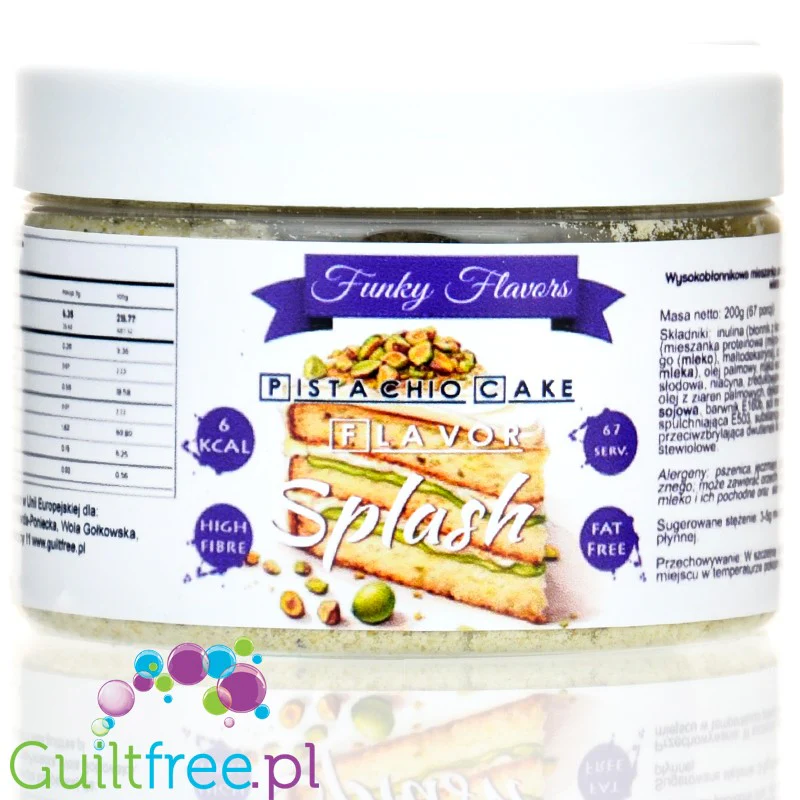 Funky Flavors Splash Pistachio Cake 200g - błonnikowy aromat słodzący w proszku o smaku ciasta pistacjowego z białą czekoladą - Image 2