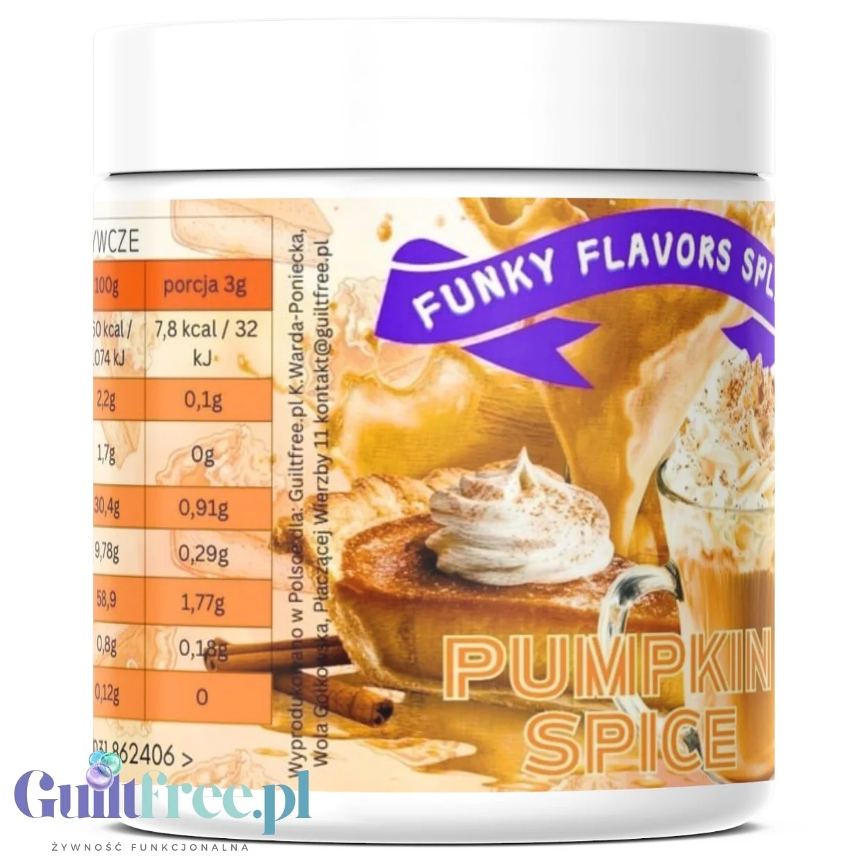 Funky Flavors Splash Pumpkin Spice 50g - skoncentrowana posypka smakowa do kawy i deserów, 7kcal - Image 3