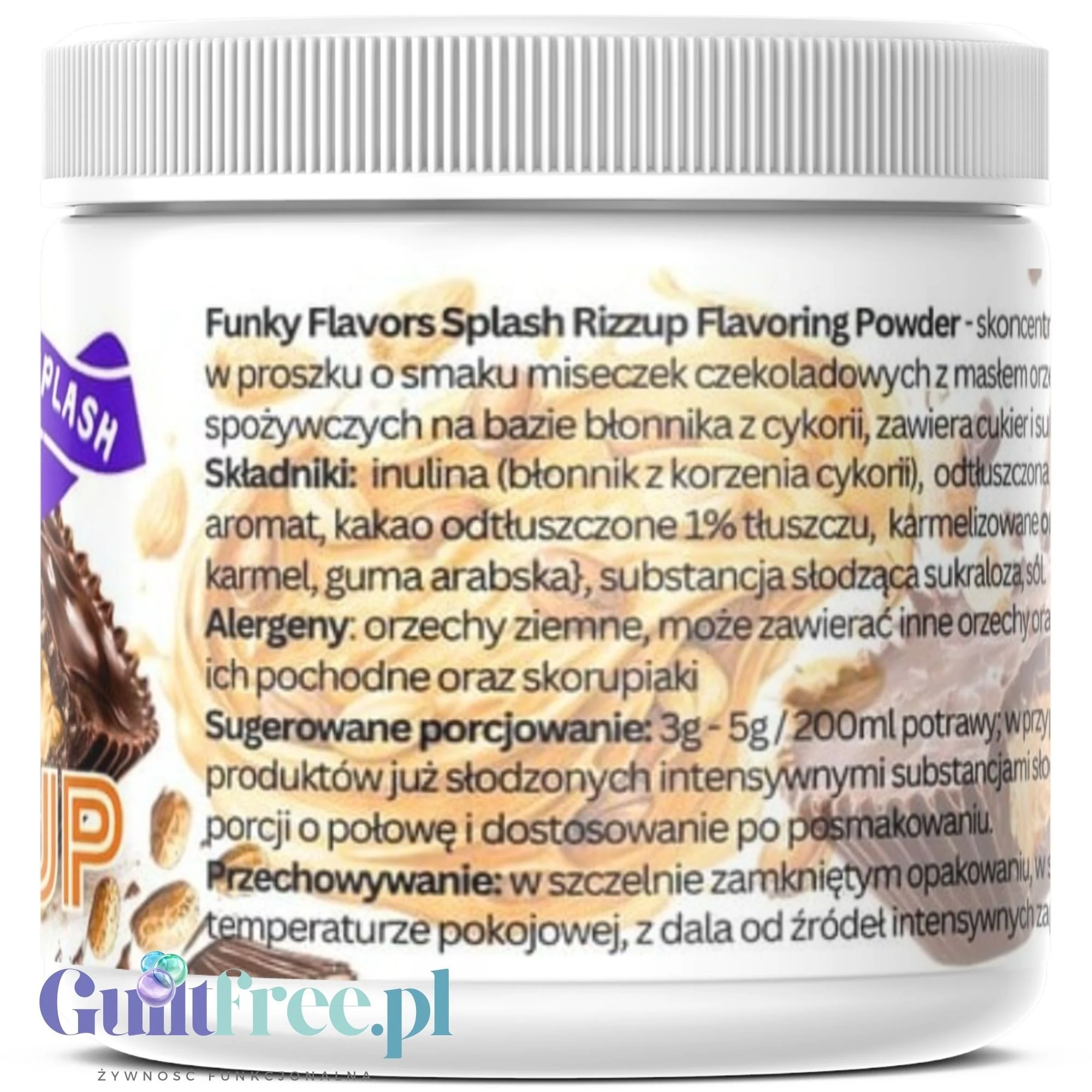 Funky Flavors Splash Rizzup 200g - aromat słodzący w proszku bez cukru, smak Czekolady z Masłem Orzechowym - Image 5