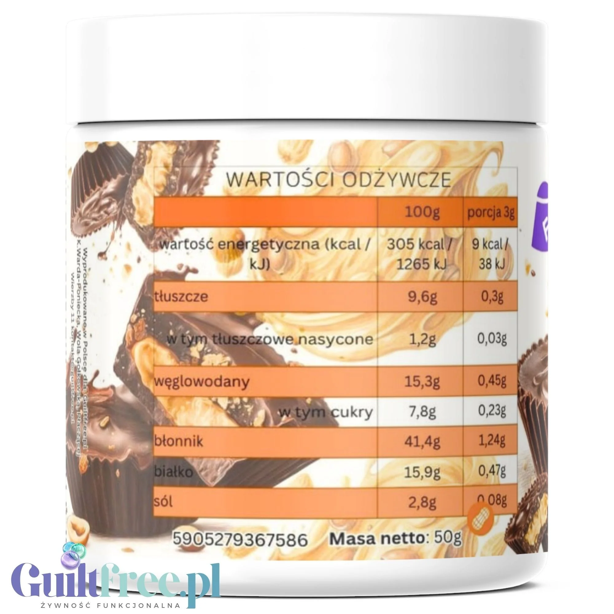 Funky Flavors Splash Rizzup 50g - aromat słodzący w proszku bez cukru, smak Czekolady z Masłem Orzechowym - Image 2