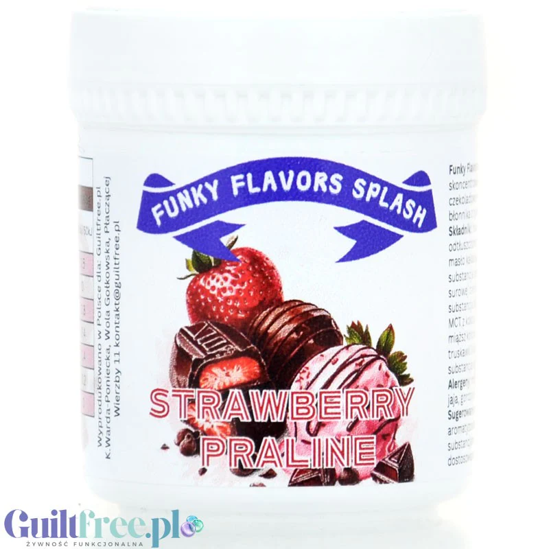 Funky Flavors Splash Strawberry Praline 50g - aromat słodzący w proszku bez cukru, smak Pralinki z musem truskawkowym - Image 2