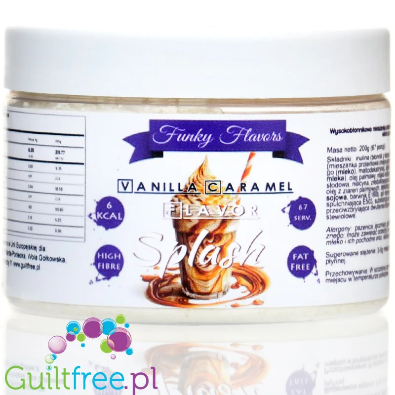 Funky Flavors Splash Vanilla Caramel 150g - błonnikowy aromat słodzący w proszku, Waniliowo-Karmelowy z kruszonką karmelową - Image 3