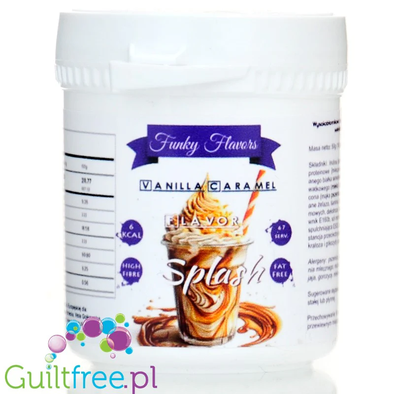 Funky Flavors Splash Vanilla Caramel 50g - błonnikowy aromat słodzący w proszku, Waniliowo-Karmelowy z kruszonką karmelową - Image 2