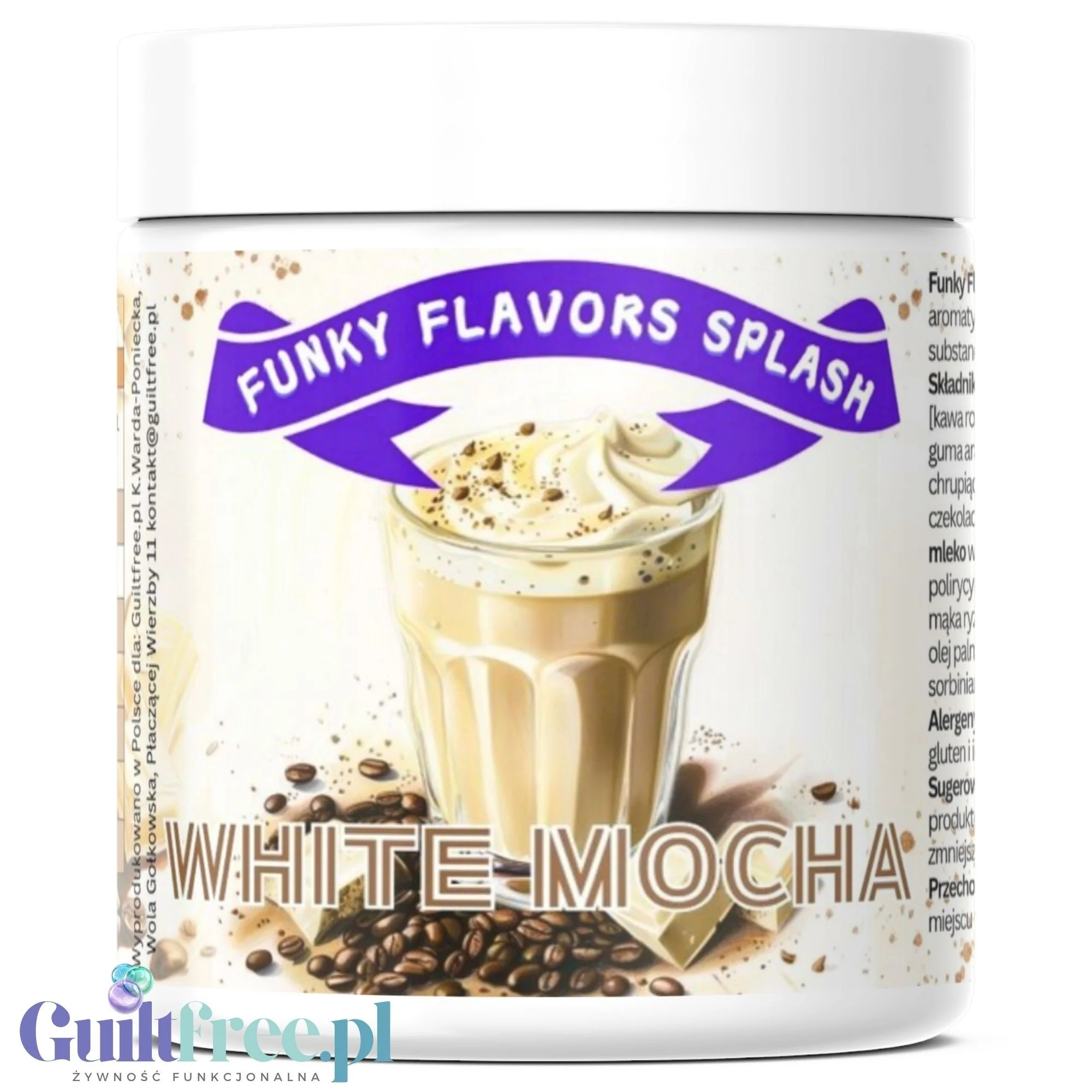 Funky Flavors Splash White Mocha 50g - aromat słodzący w proszku bez cukru, smak kawy z białą czekoladą