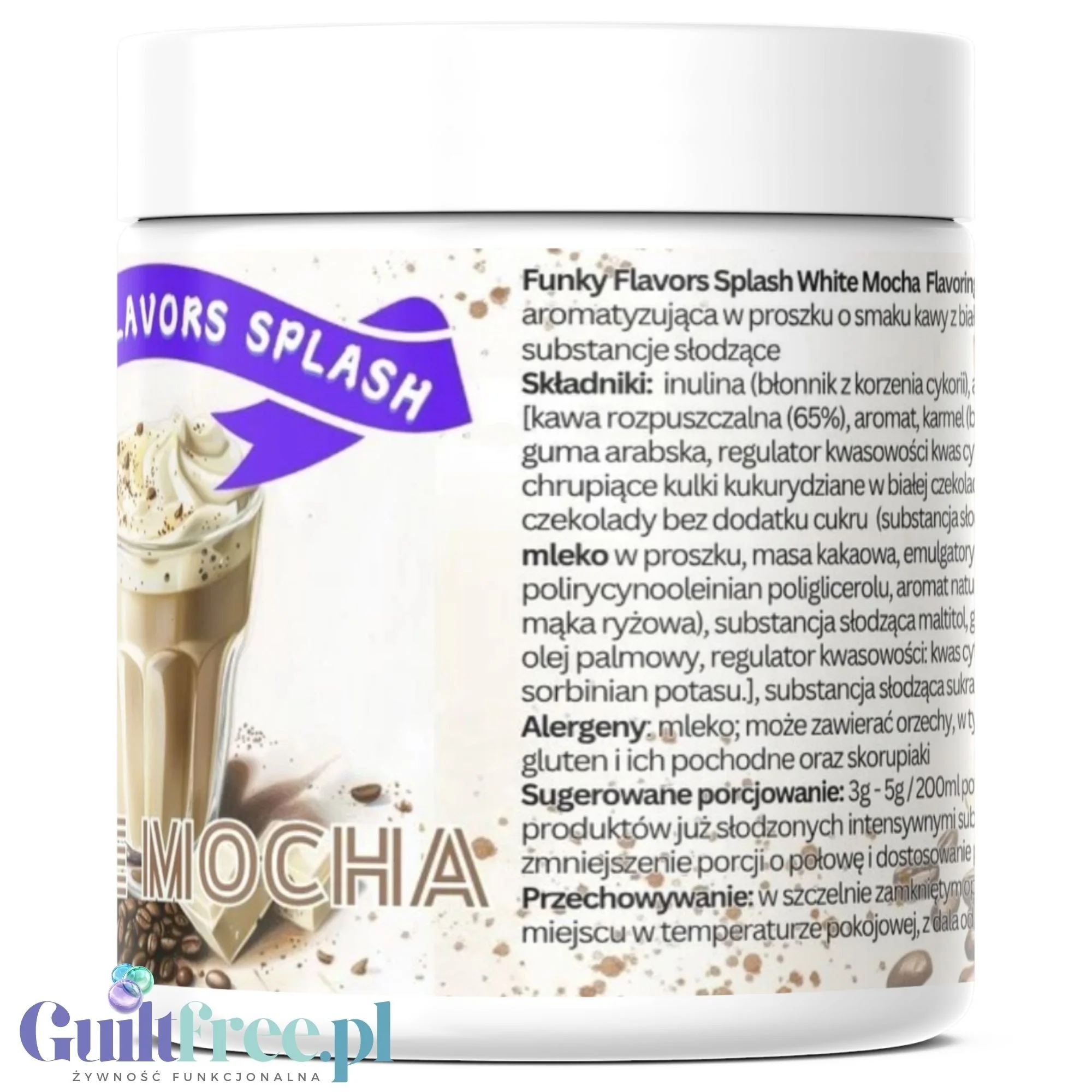 Funky Flavors Splash White Mocha 50g - aromat słodzący w proszku bez cukru, smak kawy z białą czekoladą - Image 4