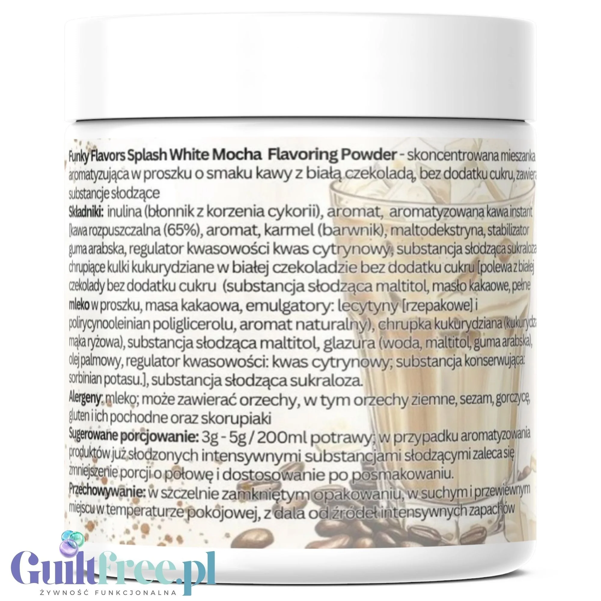 Funky Flavors Splash White Mocha 50g - aromat słodzący w proszku bez cukru, smak kawy z białą czekoladą - Image 5