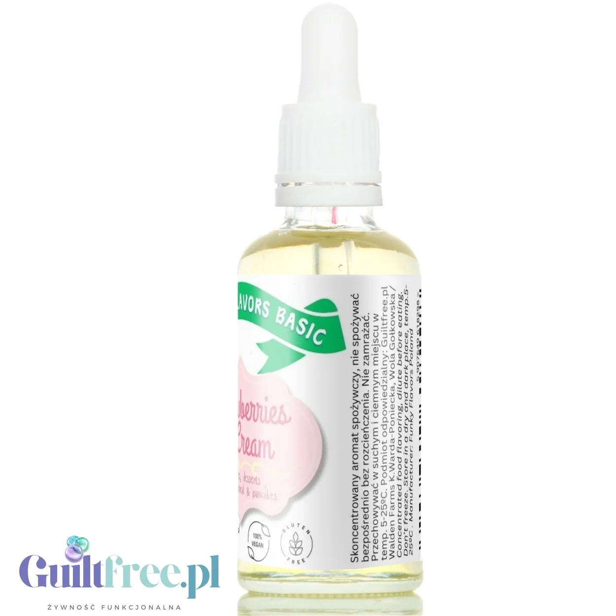 Funky Flavors Basic Strawberries & Cream 30ml - Truskawki w Śmietanie - kropelki aromatyczne bez cukru, słodzików i kalorii - Image 4