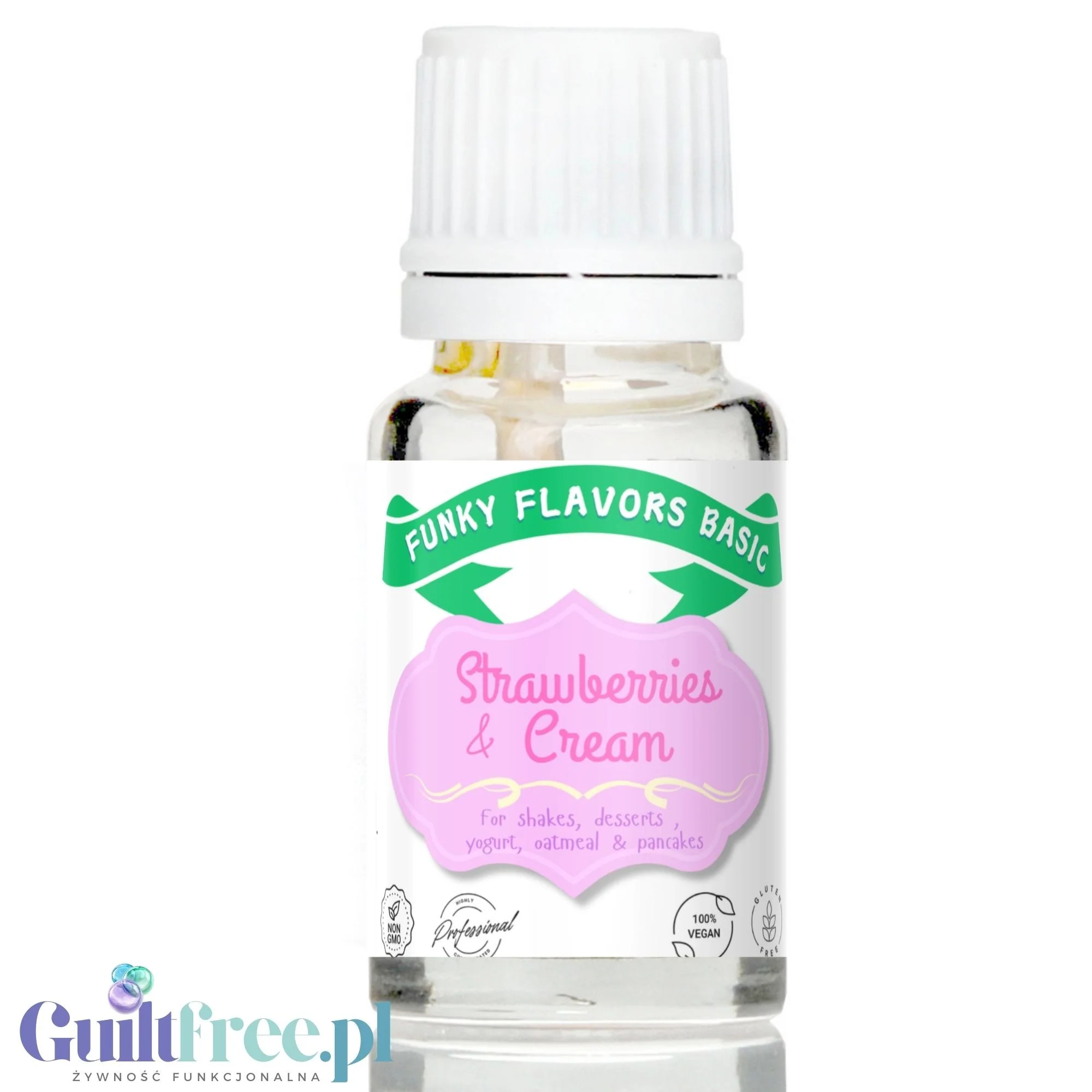 Funky Flavors Basic Strawberries  Cream 10ml - Truskawki w Śmietanie - aromatyzujące kropelki bez cukru i słodzików