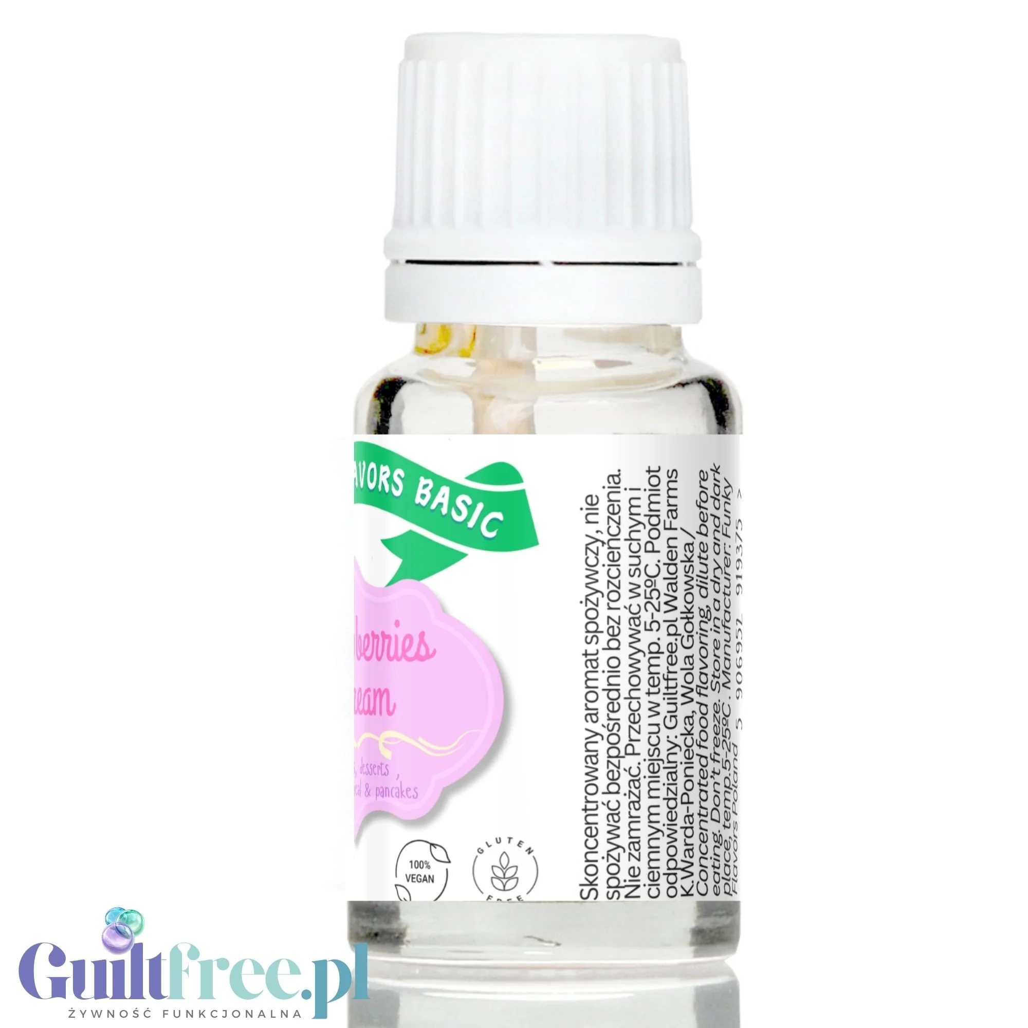 Funky Flavors Basic Strawberries  Cream 10ml - Truskawki w Śmietanie - aromatyzujące kropelki bez cukru i słodzików - Image 4