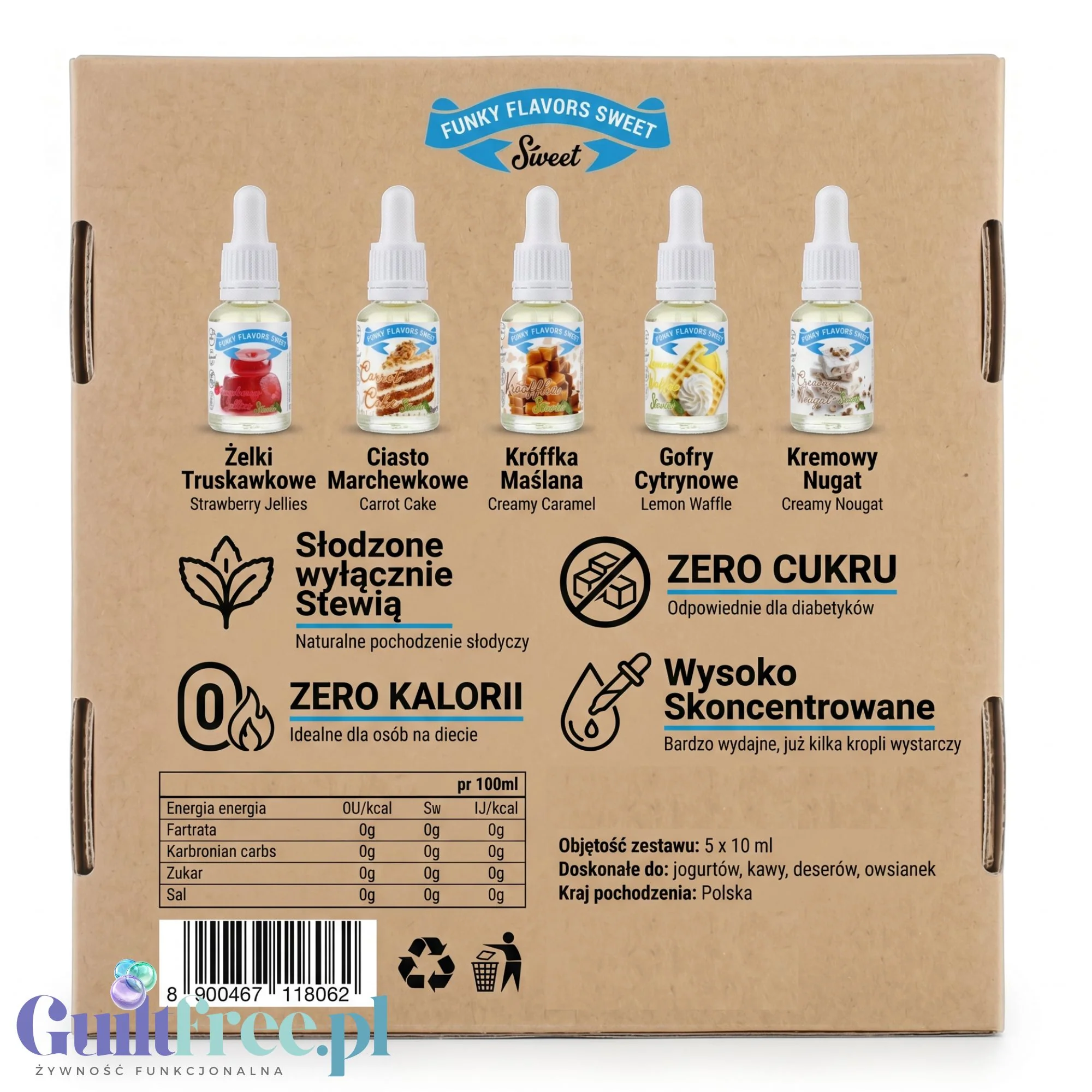 Funky Flavors Sweet 5 x 10ml, Set Testerski Sweet Dreams Are Made of This STEVIA - Image 3