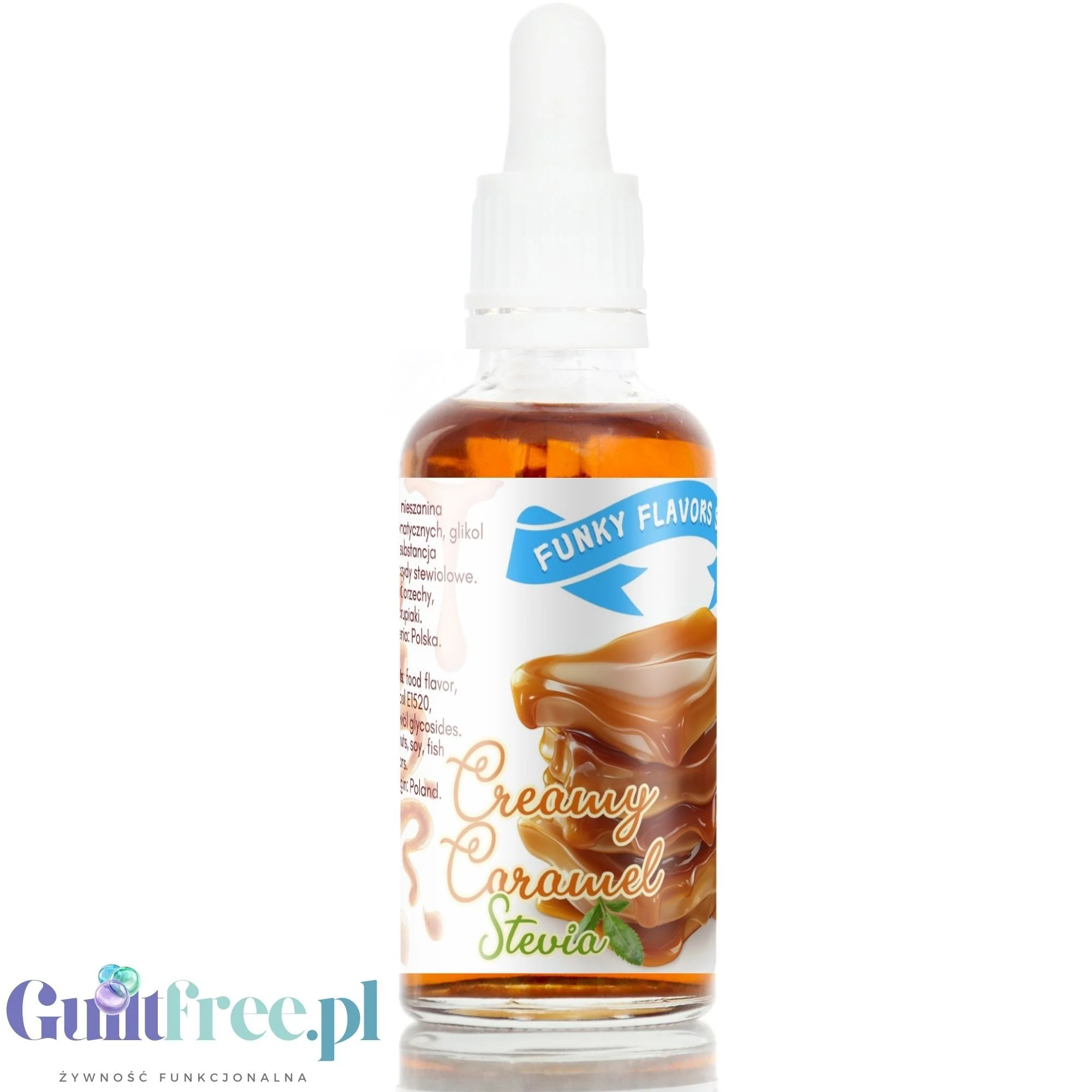 Funky Flavors Sweet Creamy Caramel Stevia - kropelki smakowe ze stewią aromat bez cukru & bez tłuszczu, Karmel - Image 3