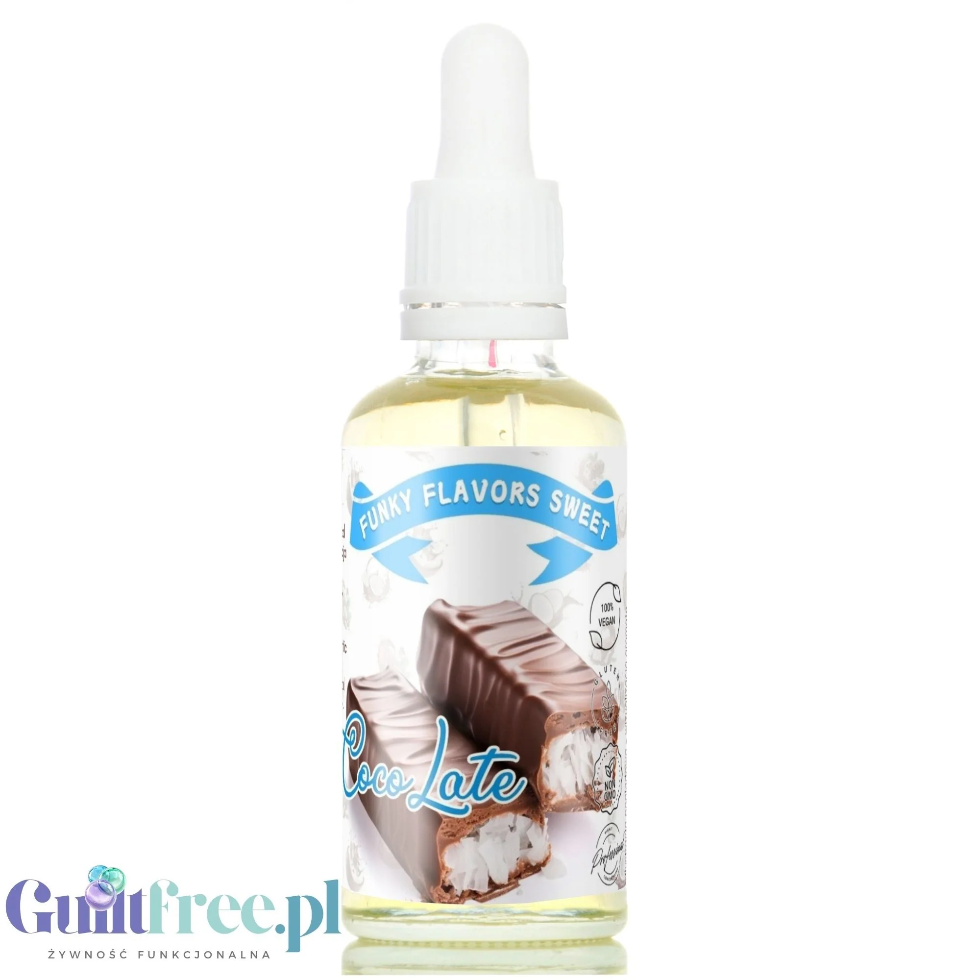 Funky Flavors Sweet CocoLate - słodkie kropelki bez cukru, tłuszczu i kcal, o smaku Czekoladowy Batonik & Kokos