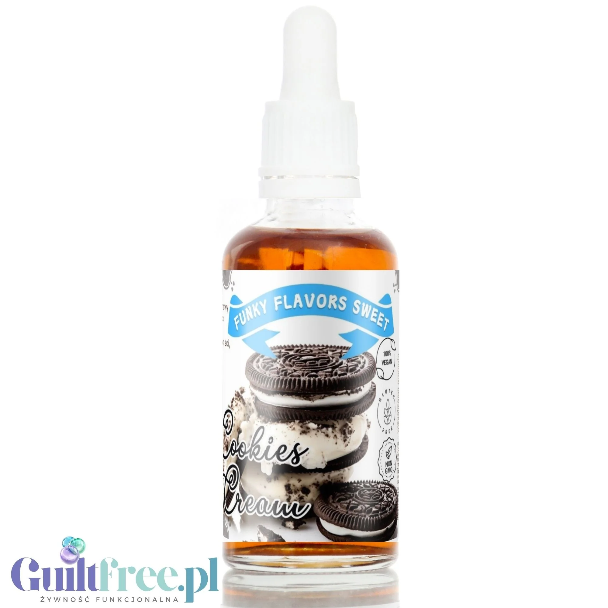 Funky Flavors Sweet Cookies & Cream - ciasteczkowe słodkie kropelki smakowe bez cukru i bez tłuszczu