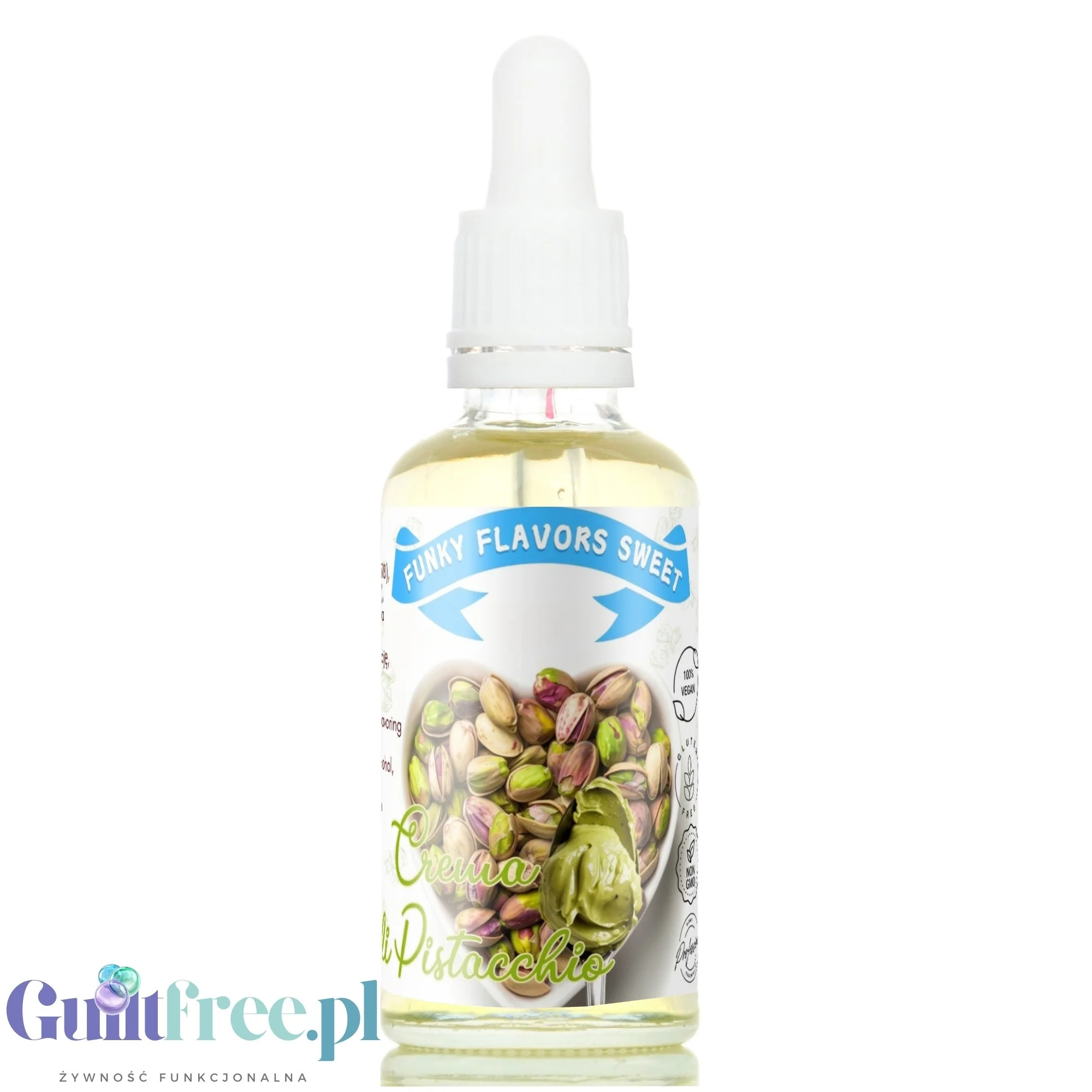 Funky Flavors Sweet Crema di Pistacchio ver. Intense - słodkie kropelki pistacjowy bez cukru, tłuszczu i kcal
