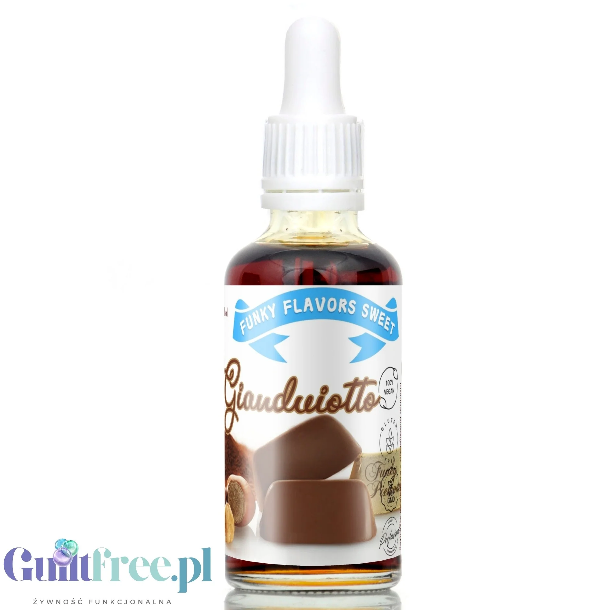 Funky Flavors Sweet Gianduiotto - kropelki smakowe bez cukru i kalorii, aromat piemonckich pralinek z orzechami