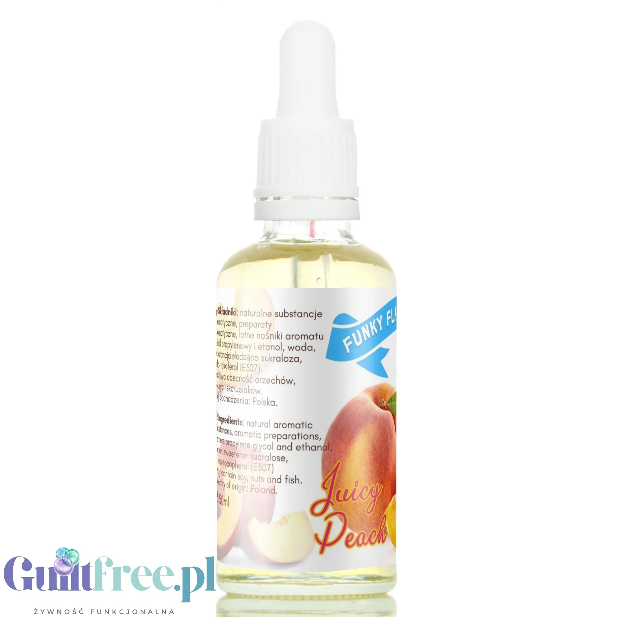 Funky Flavors Sweet Juicy Peach - słodkie brzoskwiniowe kropelki bez cukru i kalorii do posiłków i napojów - Image 3