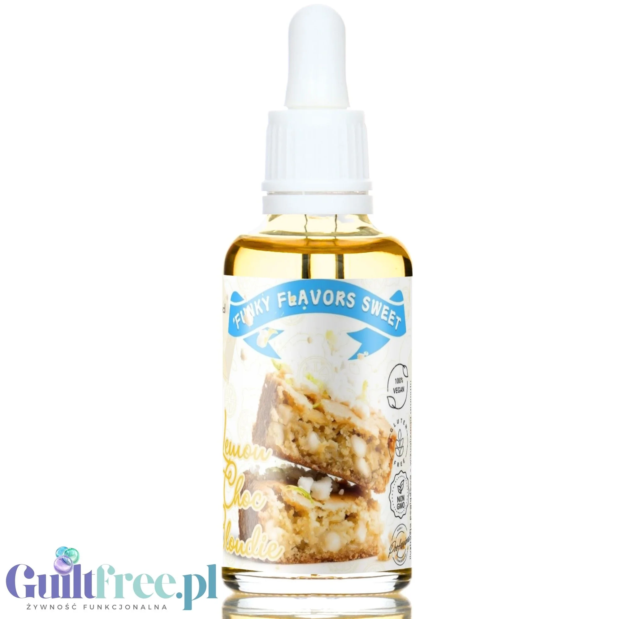 Funky Flavors Sweet Lemon Choc Blondie - słodkie kropelki aromatyzujące bez kalorii, aromat ciasta cytrynowego z białą czekoladą