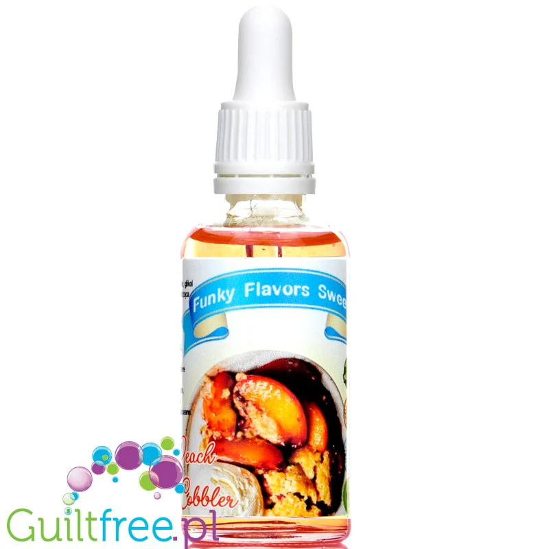 Funky Flavors Sweet Peach Cobbler - słodkie kropelki bez cukru i kalorii o smaku Ciasta z Brzoskwiniami i Kruszonką - Image 2