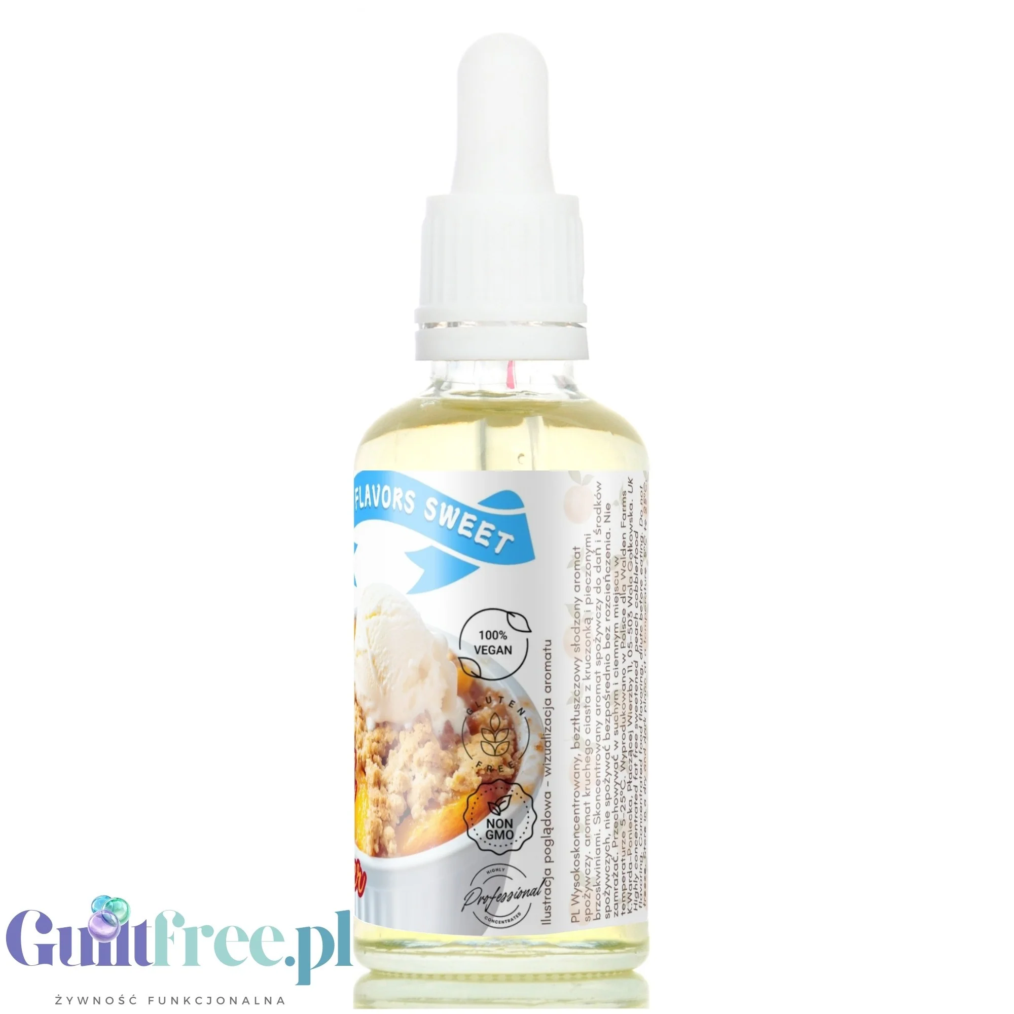 Funky Flavors Sweet Peach Cobbler - słodkie kropelki bez cukru i kalorii o smaku Ciasta z Brzoskwiniami i Kruszonką - Image 3