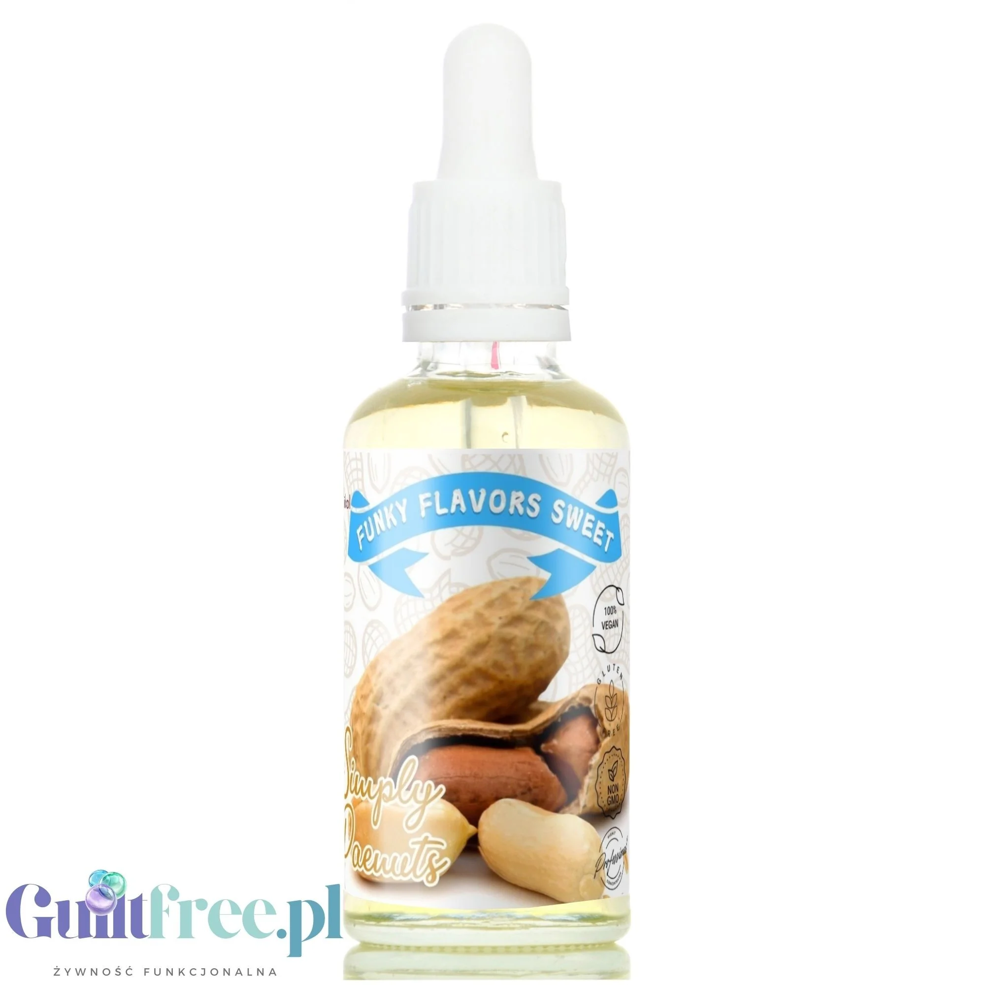 Funky Flavors Sweet Simply Peanuts - słodkie kropelki smakowe bez cukru i kalorii, aromat świeżych orzechów ziemnych