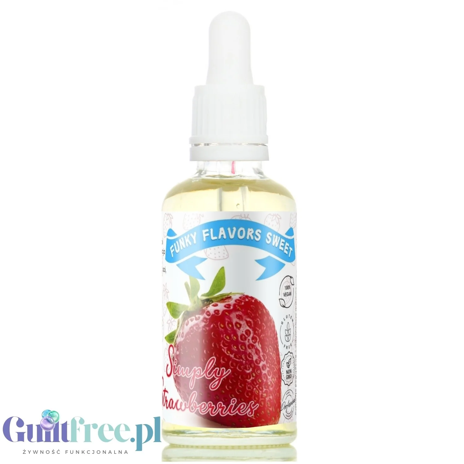 Funky Flavors Sweet Simply Strawberry - słodkie truskawkowe kropelki aromatyzujące bez cukru, tłuszczu i kalorii