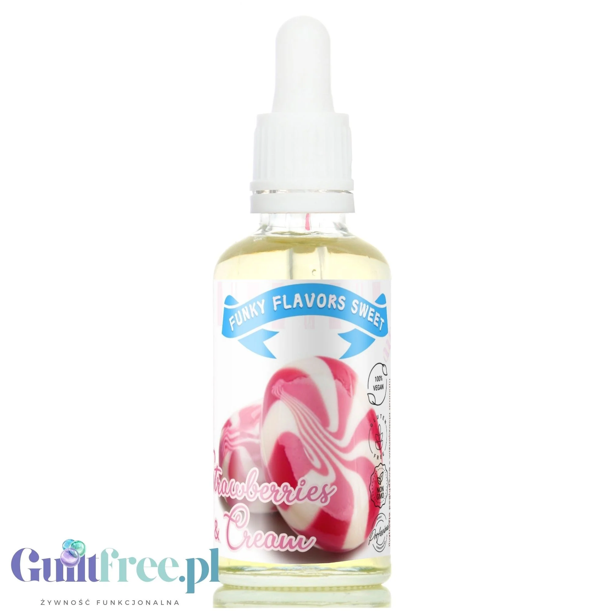Funky Flavors Sweet Strawberries & Cream - kropelki smakowe bez cukru i kalorii, aromat Truskawki w Śmietanie