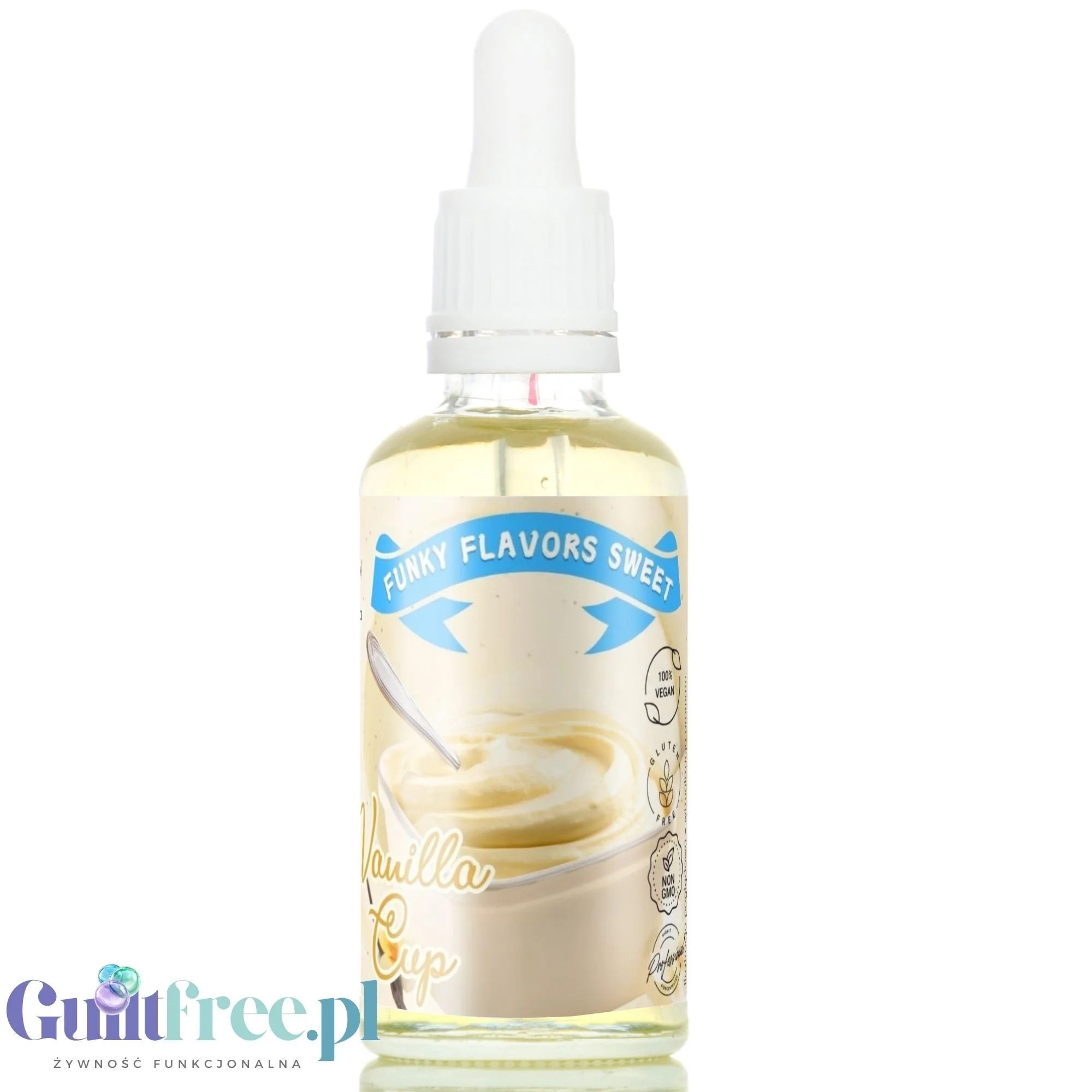 Funky Flavors Sweet Vanilla Cup - słodkie kropelki smakowe bez cukru i kalorii, aromat Serka Waniliowego
