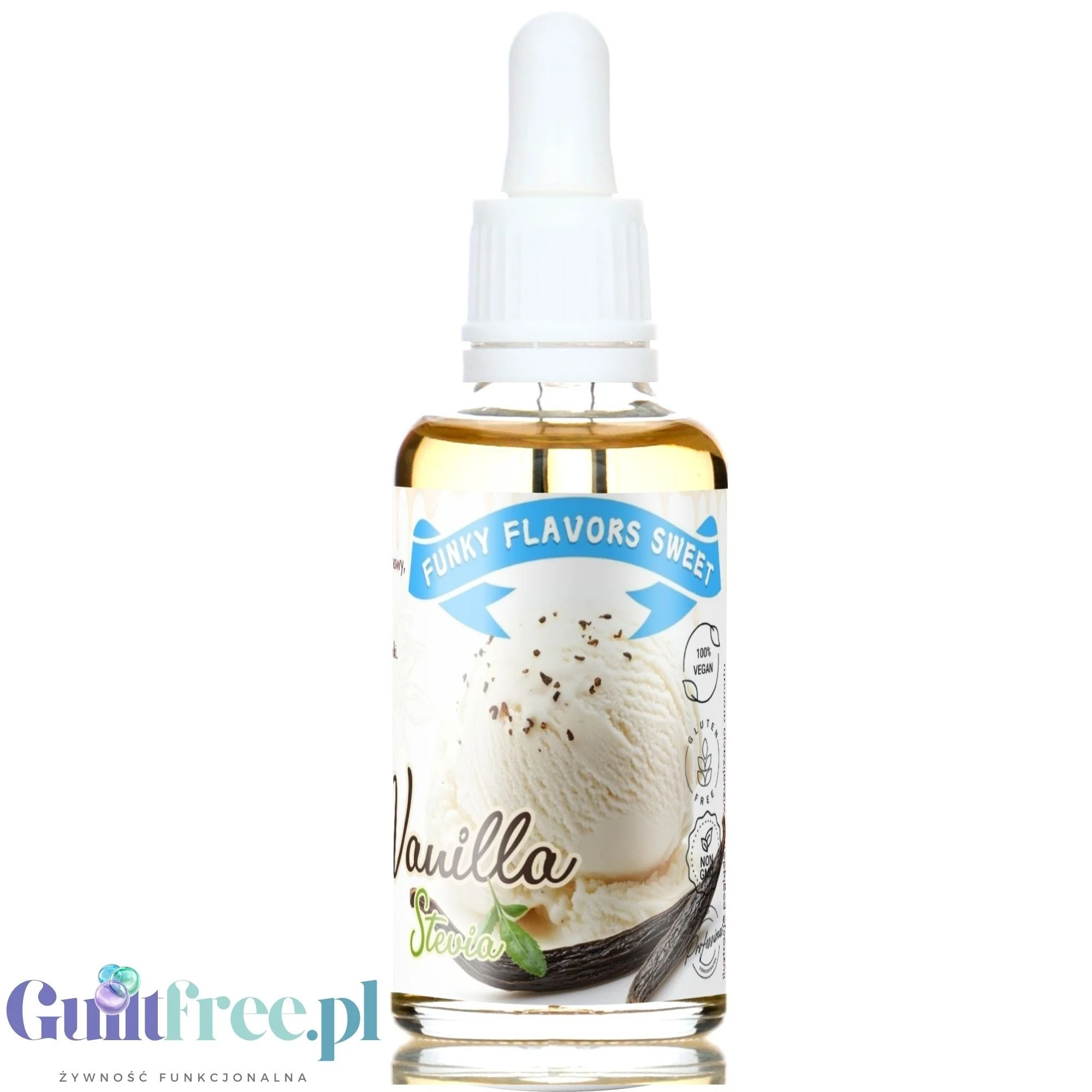 Funky Flavors Sweet Vanilla Stevia - Słodzony stewią aromat bez cukru & bez tłuszczu, Wanilia