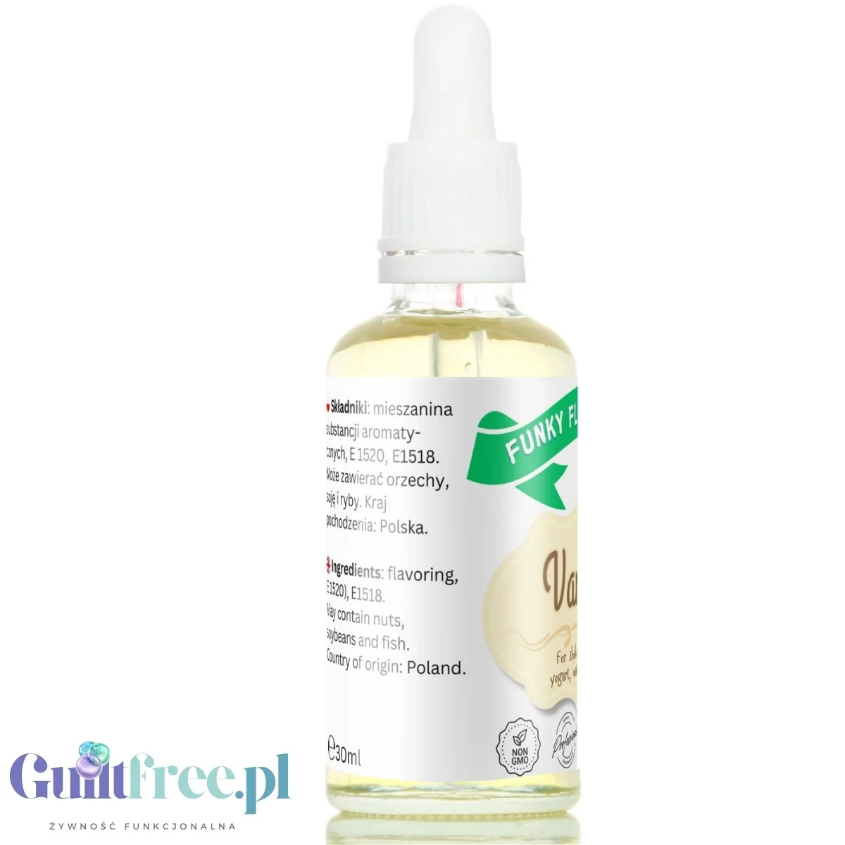 Funky Flavors Basic Vanilla 30ml - waniliowe kropelki aromatyczne do napojów bez cukru, kalorii i słodzików - Image 4