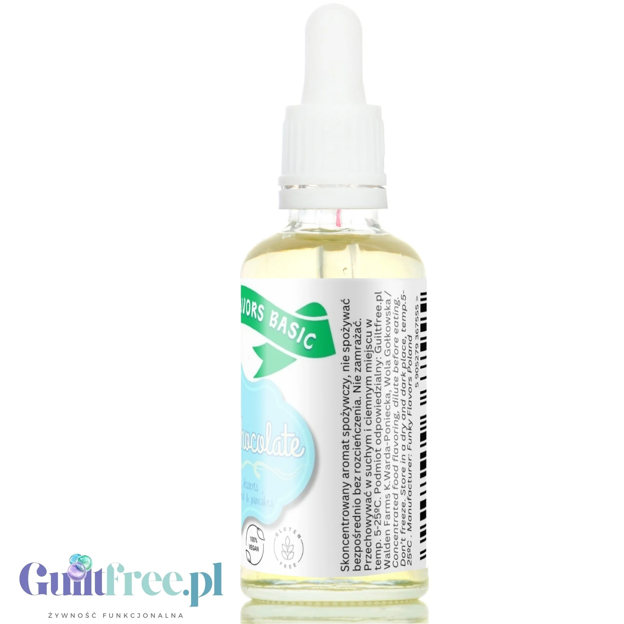 Funky Flavors Basic White Chocolate 30ml - kropelki aromatyzujące bez cukru i słodzików, wegański aromat Białej Czekolady - Image 4