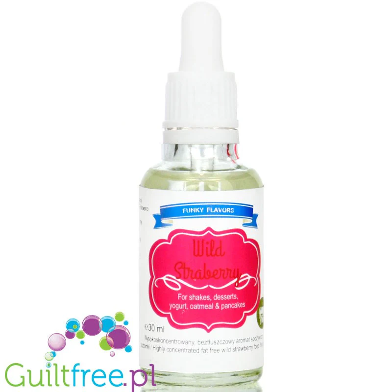 Funky Flavors Basic Wild Strawberry 30ml - kropelki poziomkowe bez cukru, tłuszczu i bez kalorii - Image 2