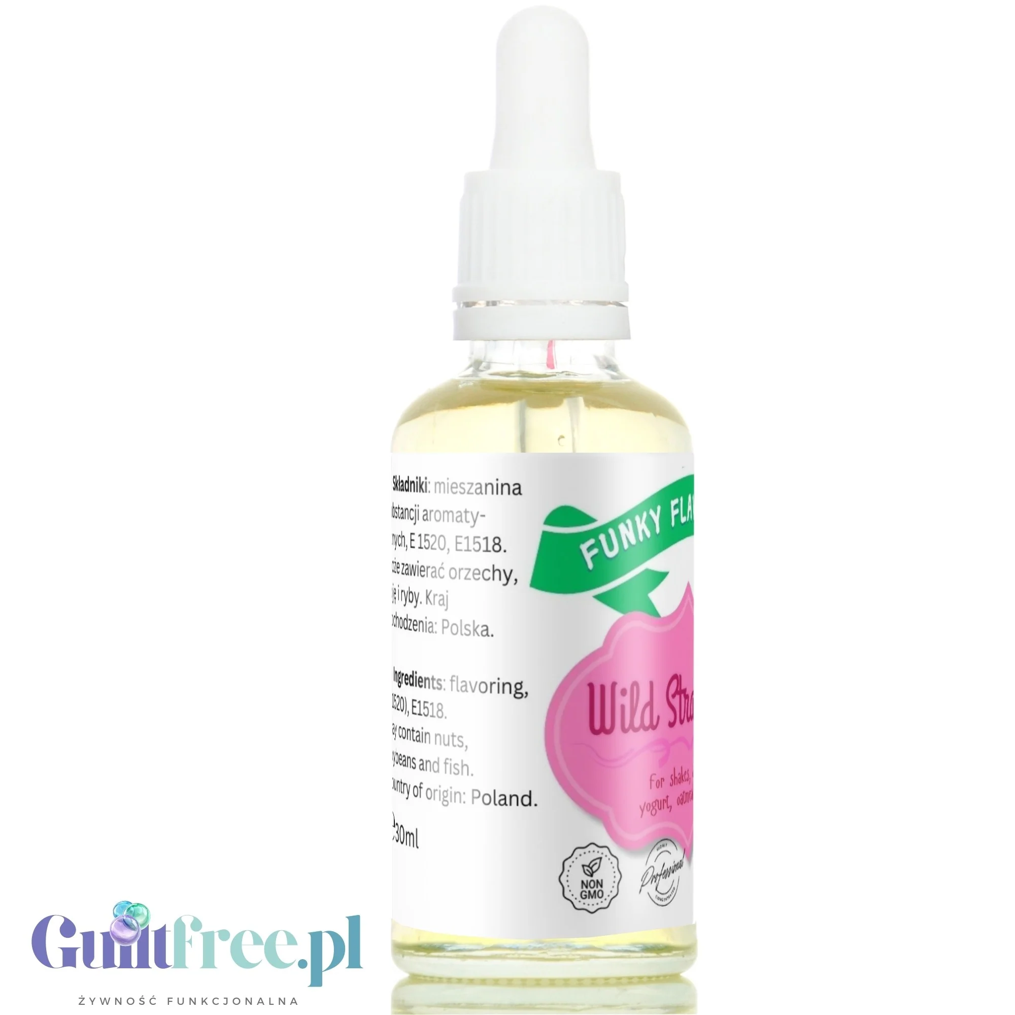 Funky Flavors Basic Wild Strawberry 30ml - kropelki poziomkowe bez cukru, tłuszczu i bez kalorii - Image 3