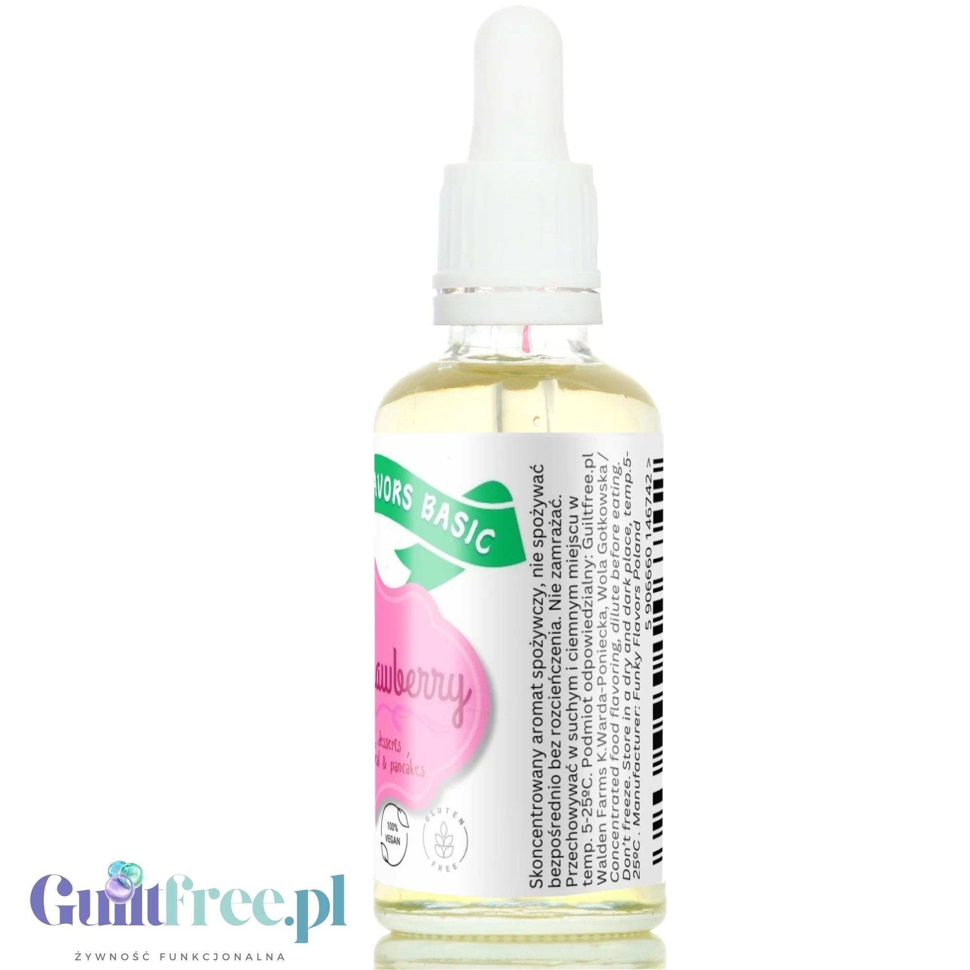 Funky Flavors Basic Wild Strawberry 30ml - kropelki poziomkowe bez cukru, tłuszczu i bez kalorii - Image 4