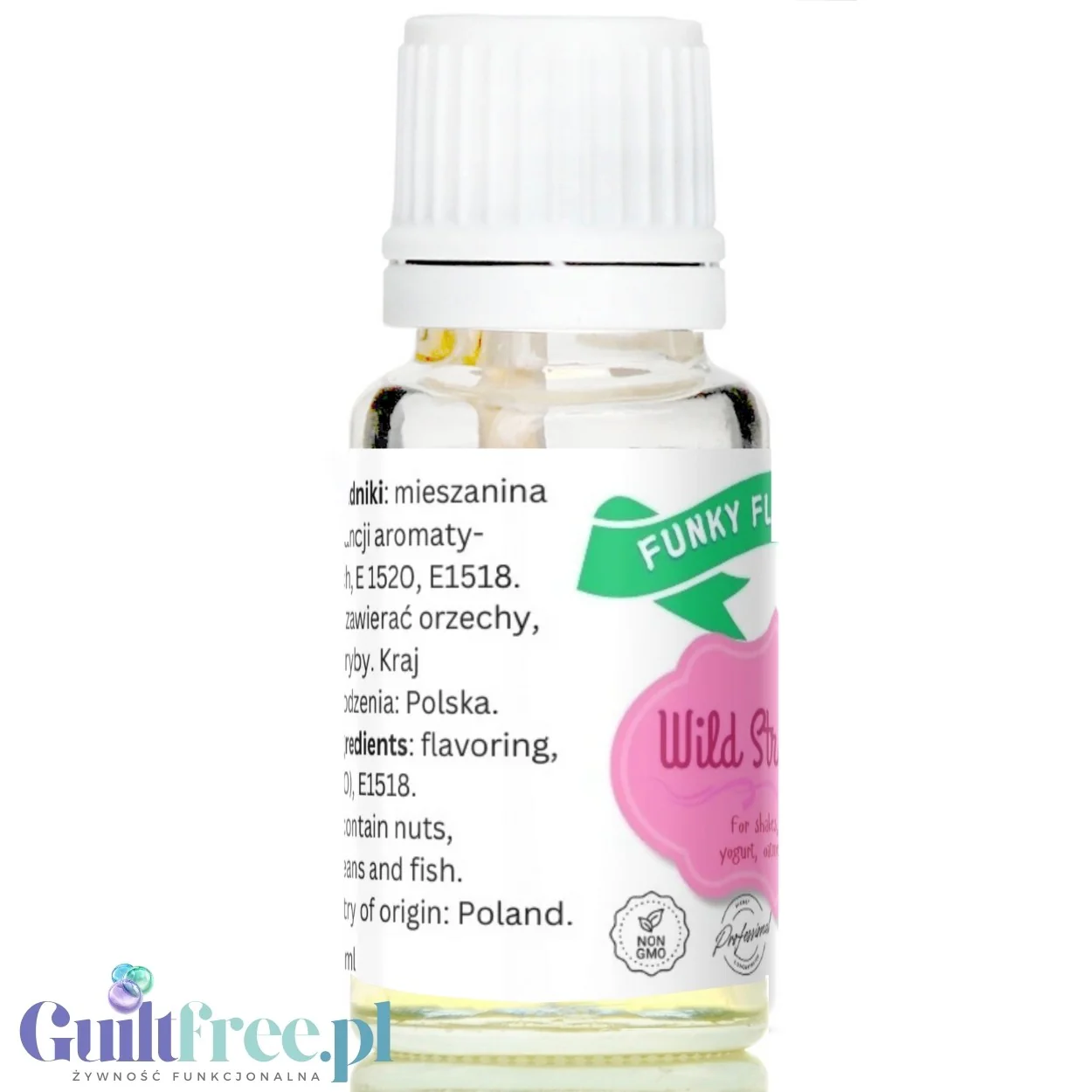 Funky Flavors Basic Wild Strawberry 10ml - poziomkowe kropelki aromatyzujące bez cukru, słodzików i kalorii - Image 3