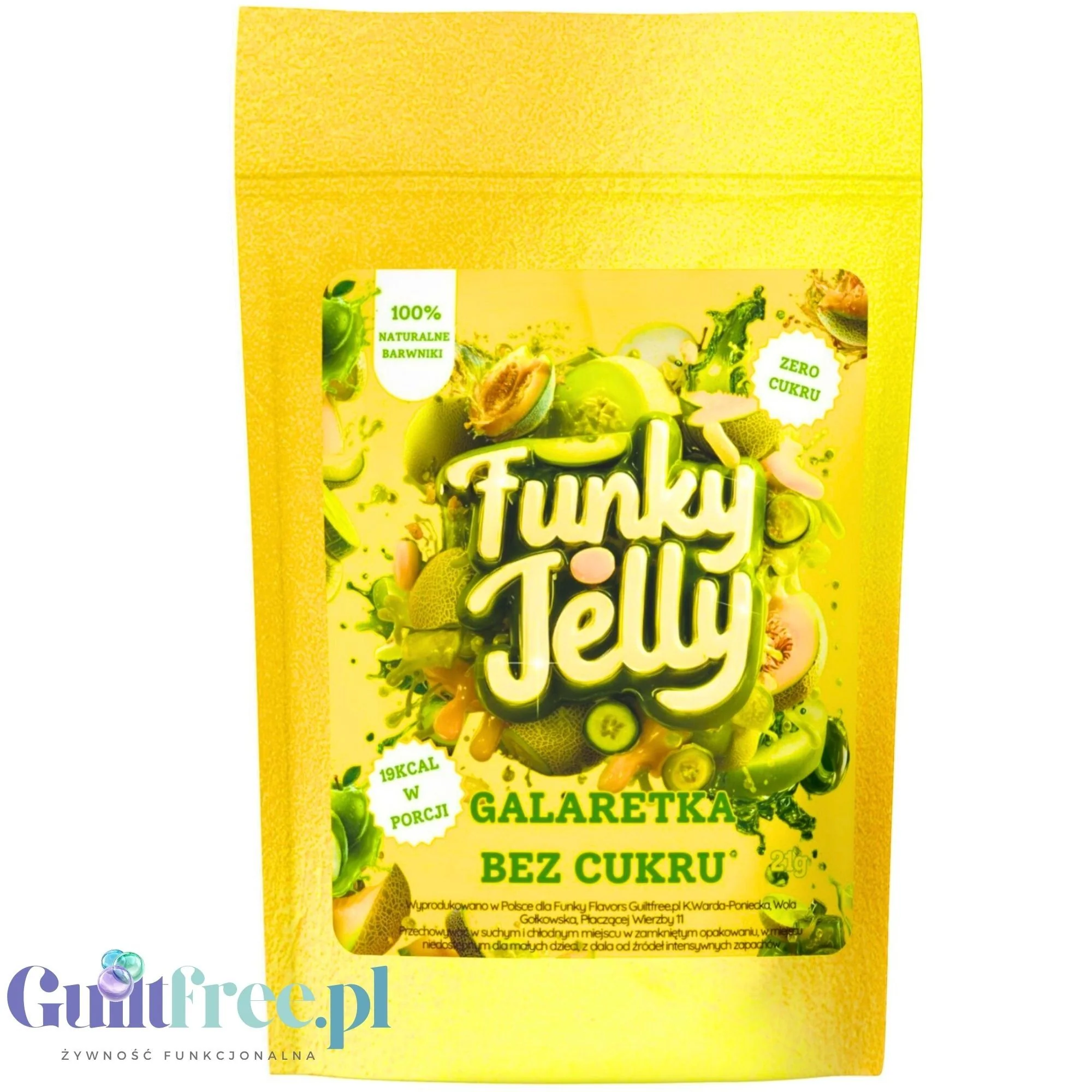 Funky Jelly Honey Melon & Green Apple x 3 porcje - galaretka bez cukru, smak Melon & Zielone Jabłuszko