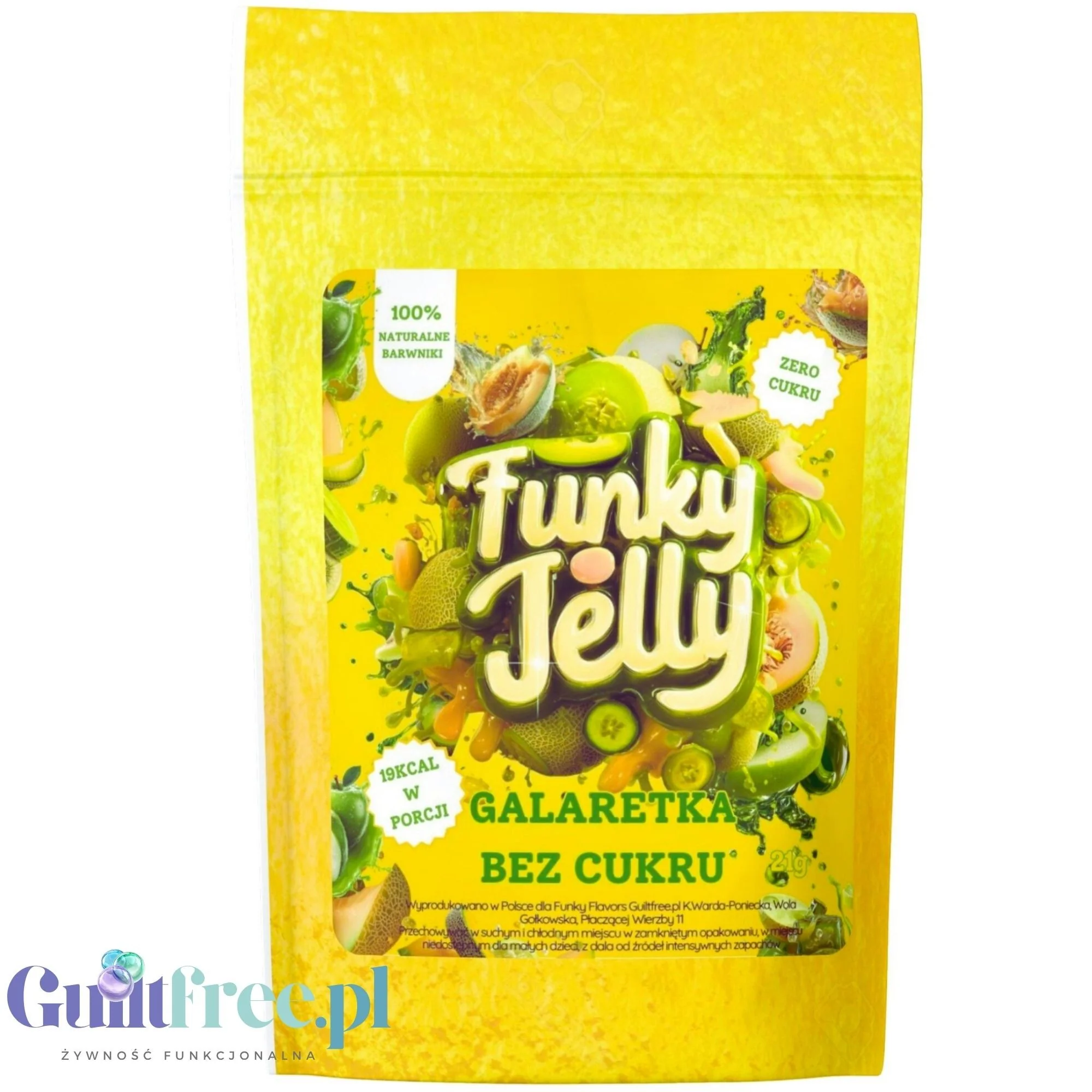 Funky Jelly Honey Melon & Green Apple x 3 porcje - galaretka bez cukru, smak Melon & Zielone Jabłuszko - Image 2